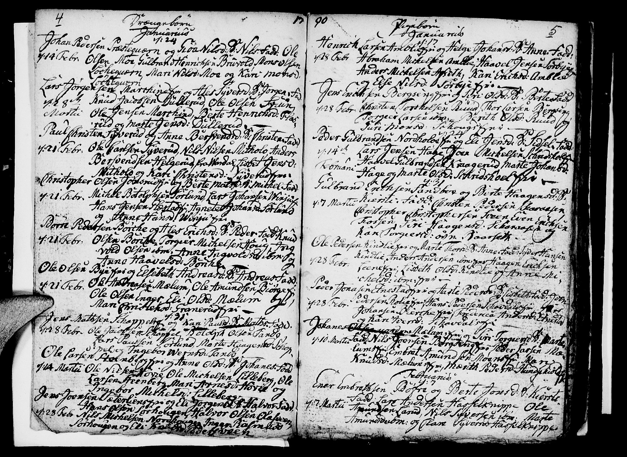 Ringsaker prestekontor, SAH/PREST-014/I/Ia/L0005/0005: Parish register draft no. 1E, 1790-1792, p. 4-5