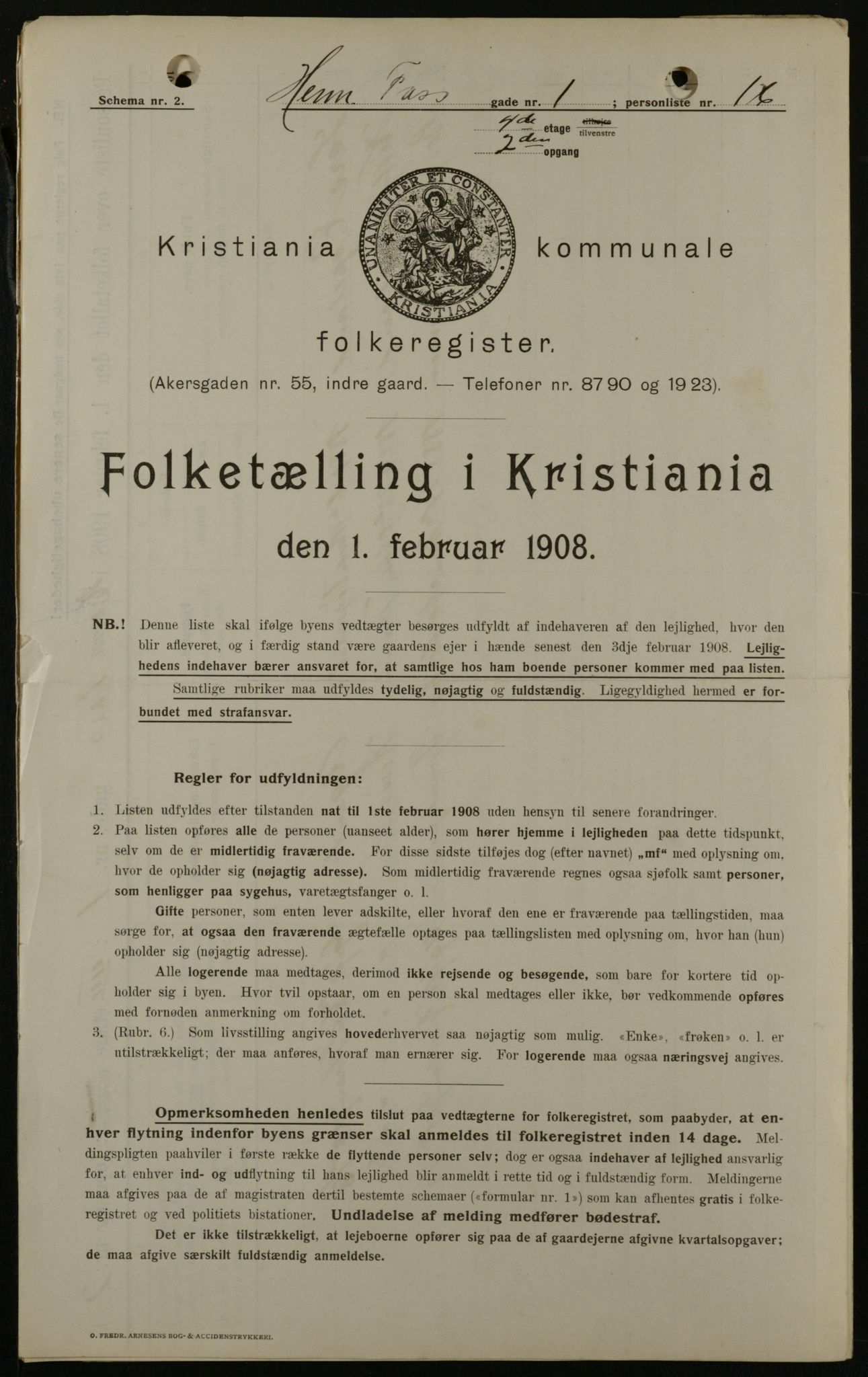 OBA, Municipal Census 1908 for Kristiania, 1908, p. 34696