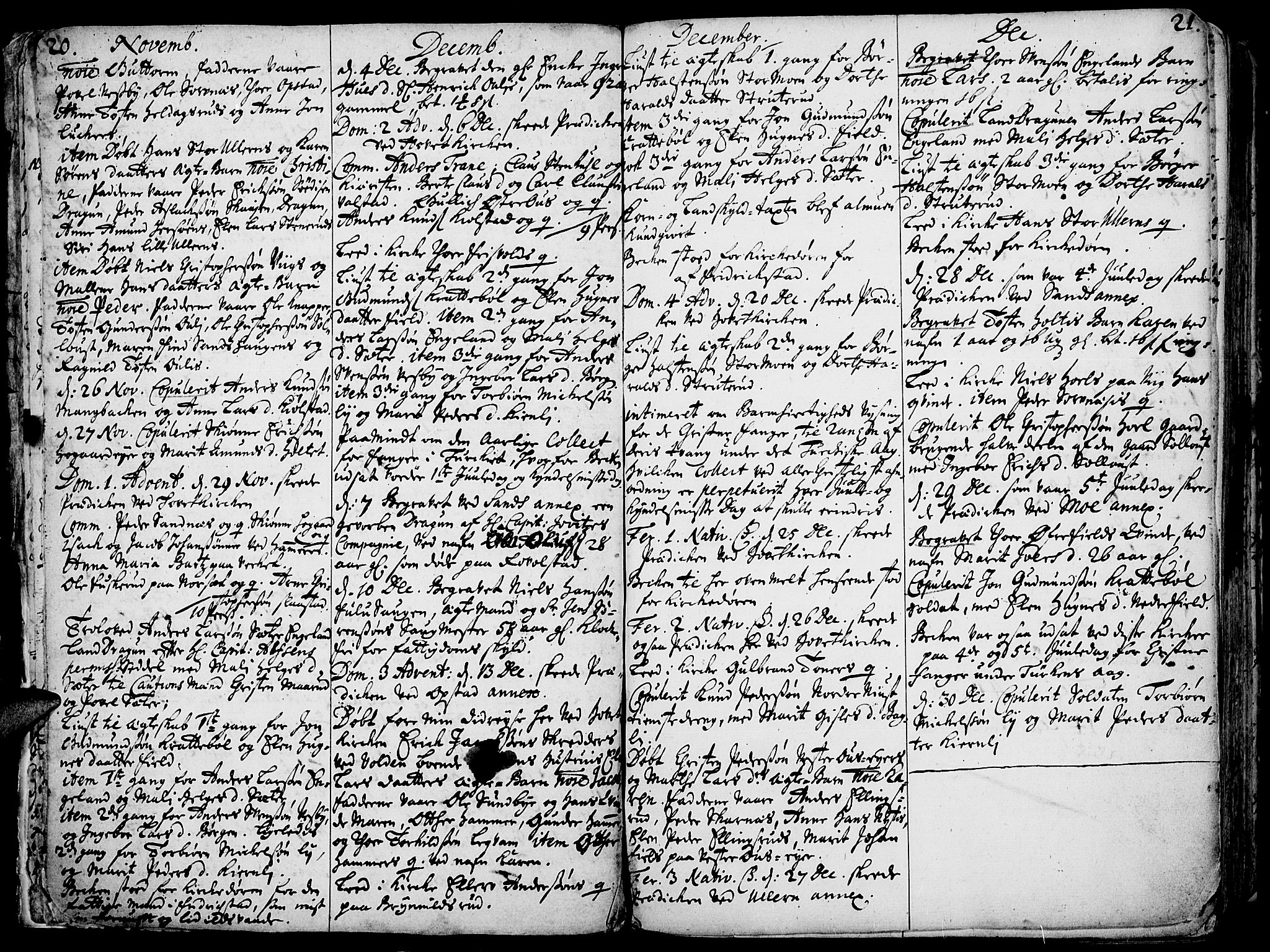 Strøm-Odalen prestekontor, SAH/PREST-028/H/Ha/Haa/L0002: Parish register (official) no. 2, 1716-1740, p. 20-21