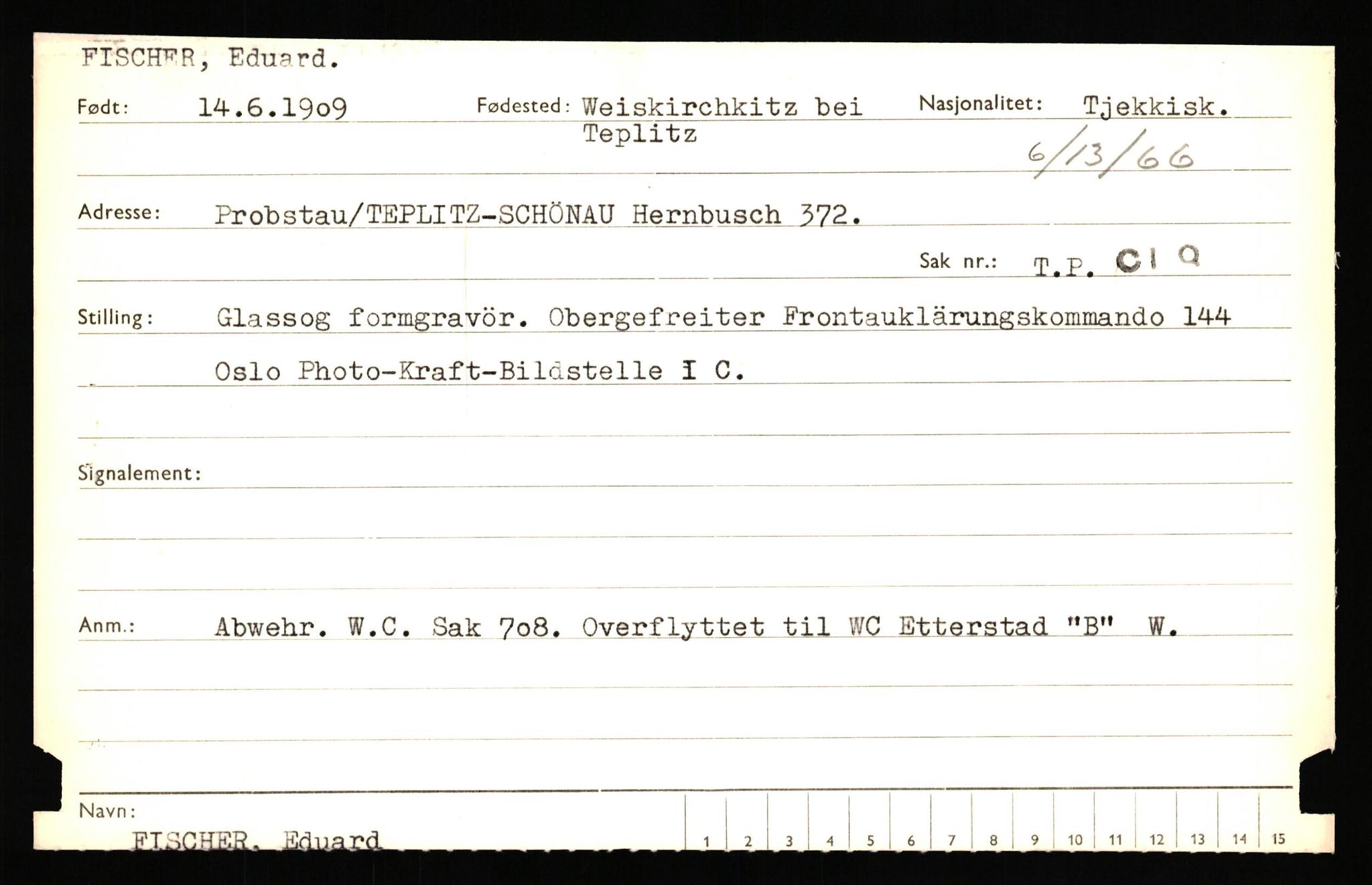 Forsvaret, Forsvarets overkommando II, RA/RAFA-3915/D/Db/L0041: CI Questionaires.  Diverse nasjonaliteter., 1945-1946, p. 213