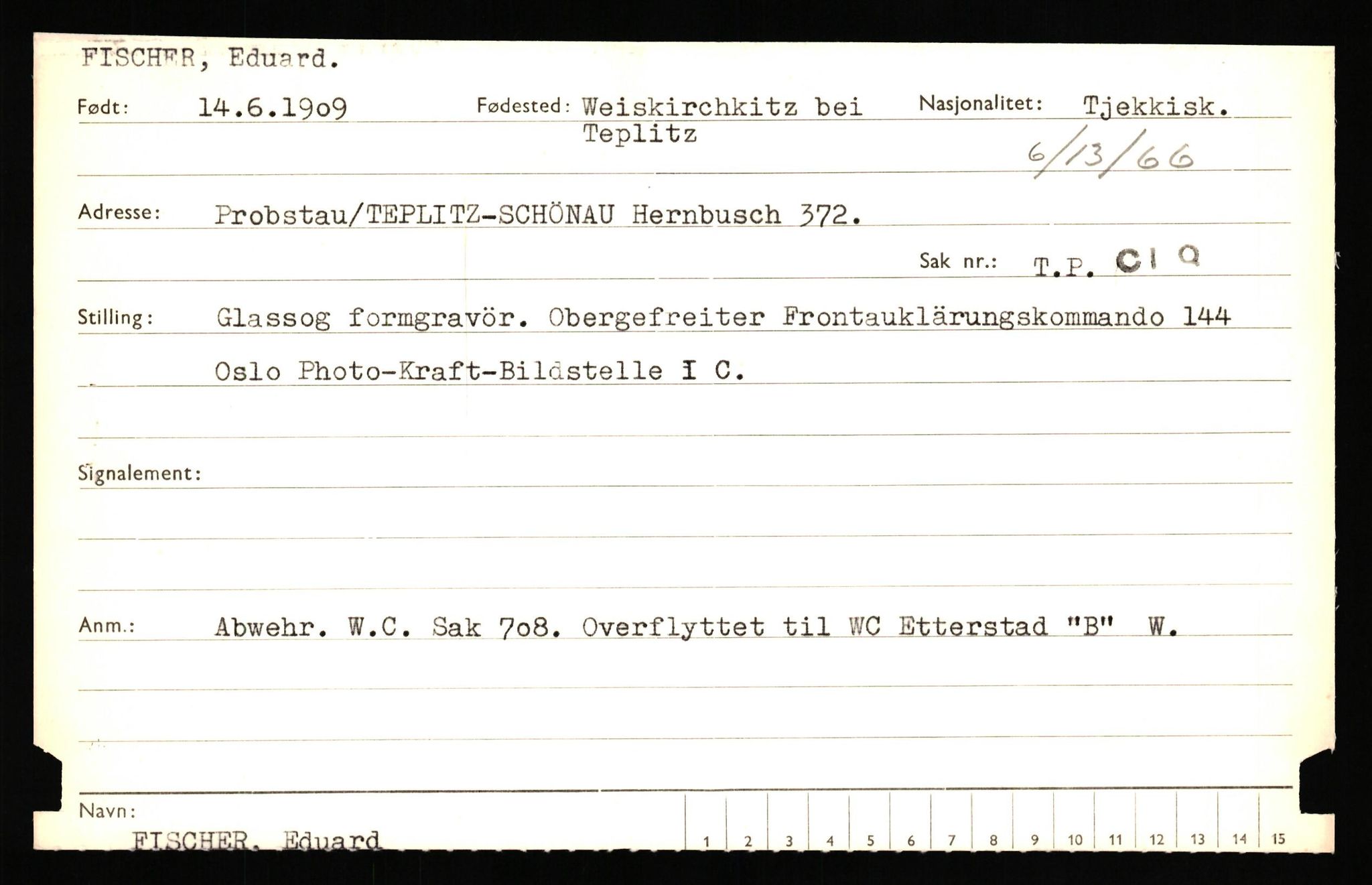 Forsvaret, Forsvarets overkommando II, AV/RA-RAFA-3915/D/Db/L0041: CI Questionaires.  Diverse nasjonaliteter., 1945-1946, p. 213