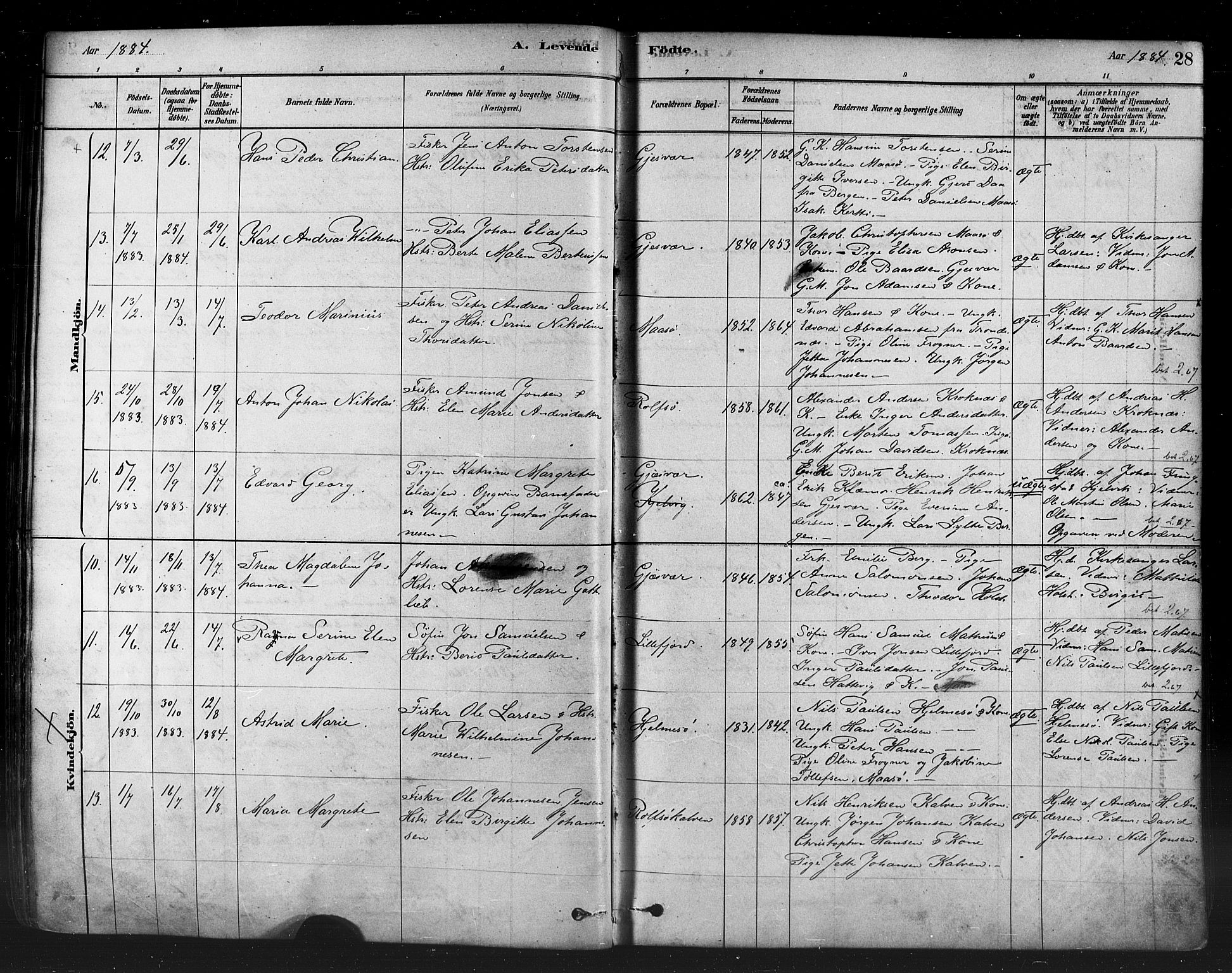 Måsøy sokneprestkontor, AV/SATØ-S-1348/H/Ha/L0004kirke: Parish register (official) no. 4, 1878-1891, p. 28