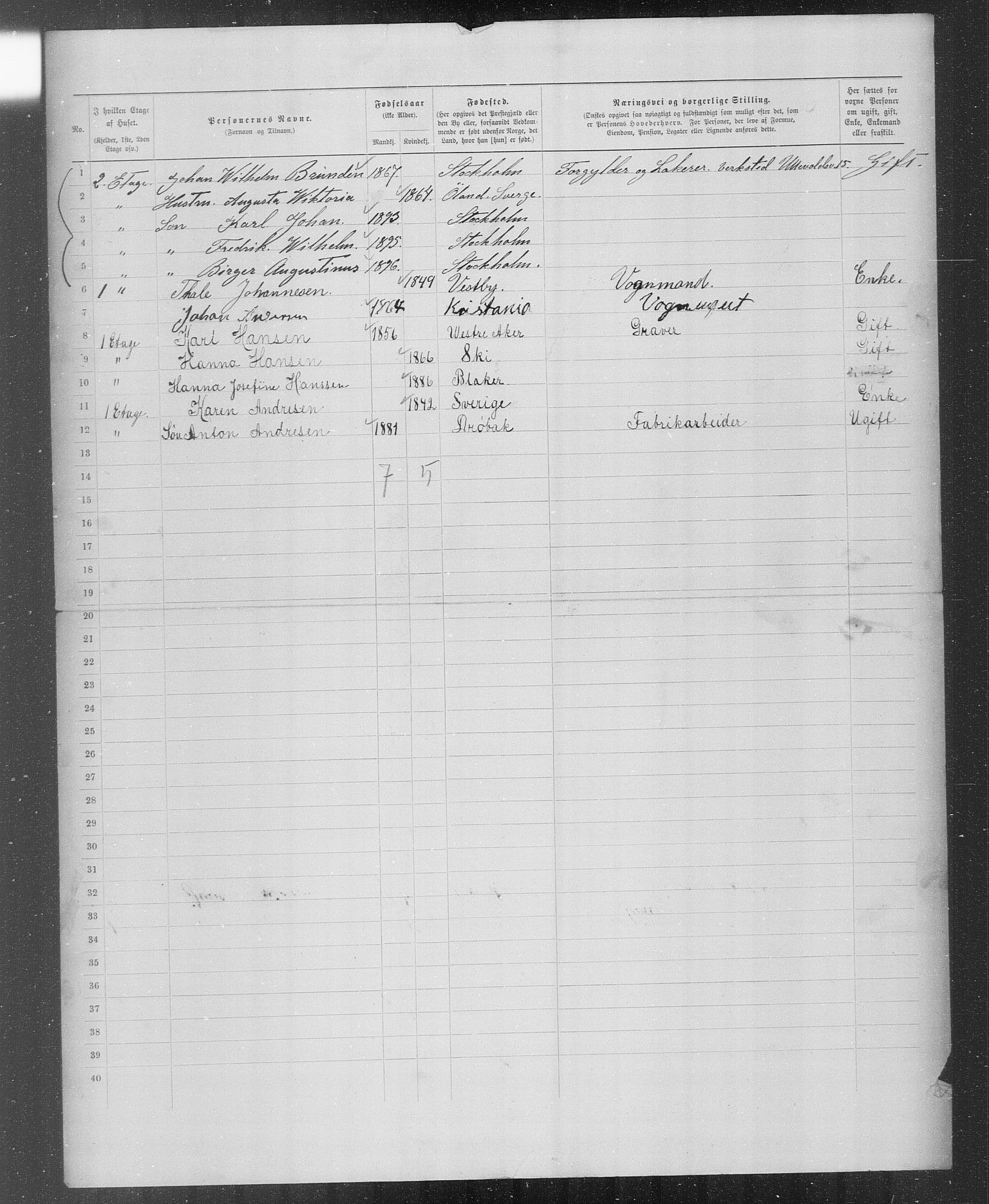 OBA, Municipal Census 1899 for Kristiania, 1899, p. 3840