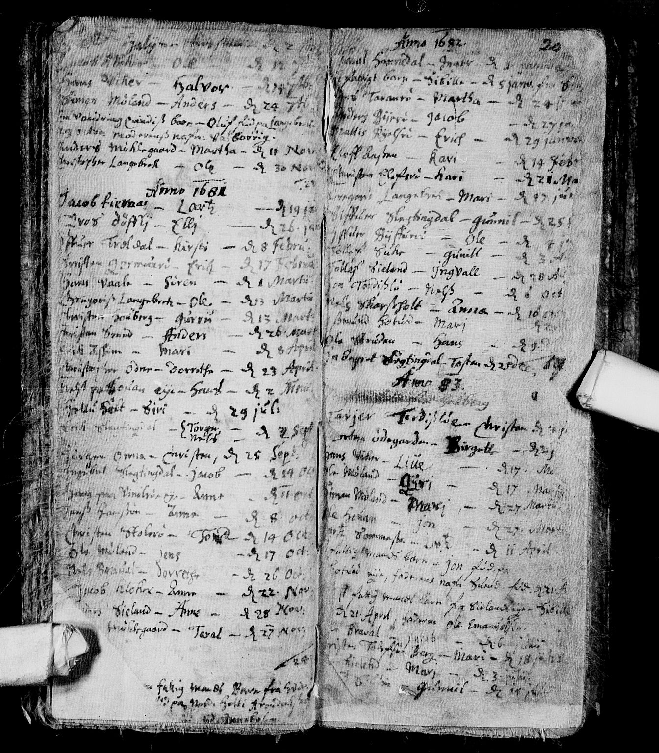 Andebu kirkebøker, SAKO/A-336/F/Fa/L0001: Parish register (official) no. 1 /1, 1623-1738, p. 20