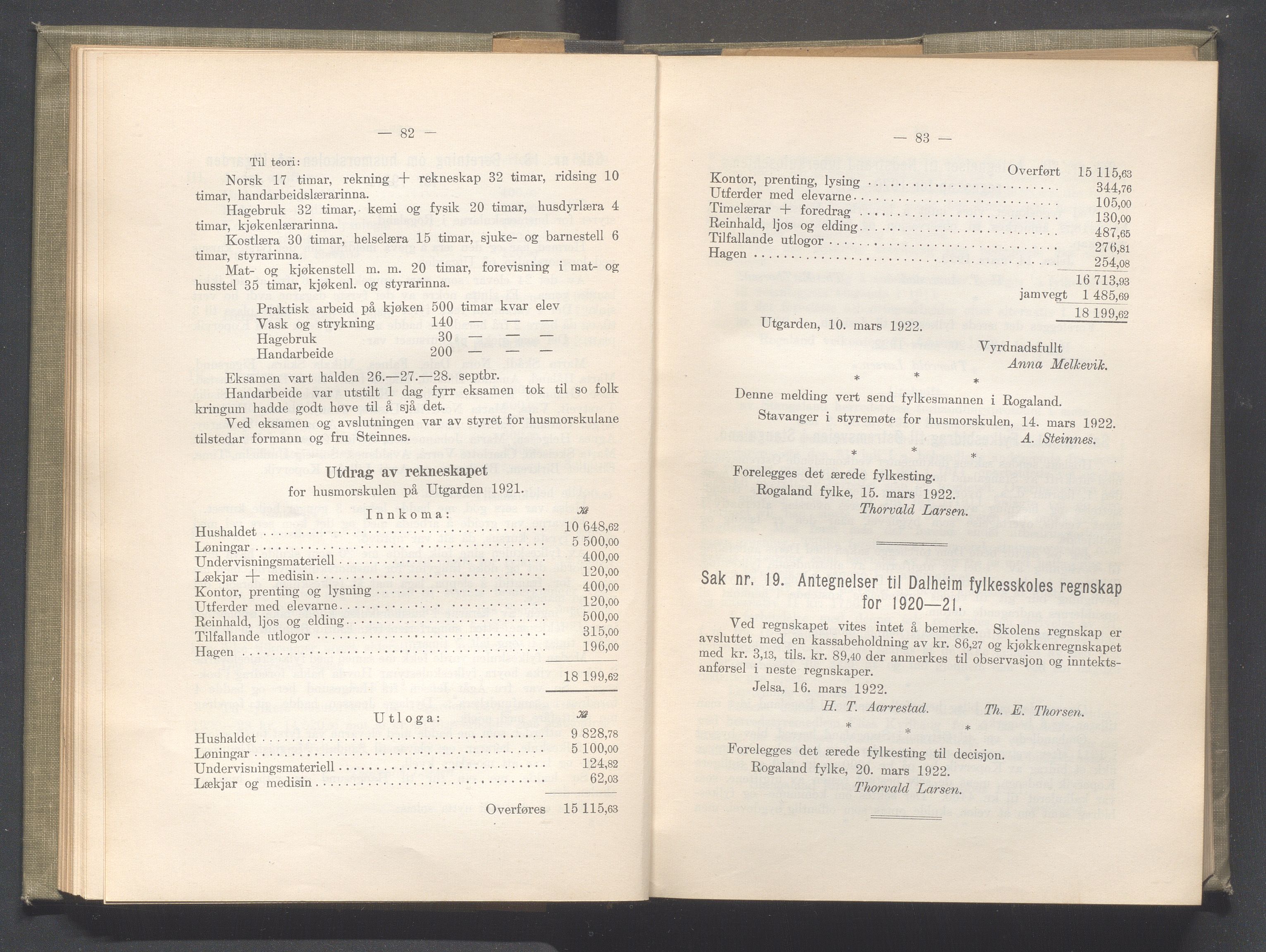 Rogaland fylkeskommune - Fylkesrådmannen , IKAR/A-900/A/Aa/Aaa/L0041: Møtebok , 1922, p. 82-83