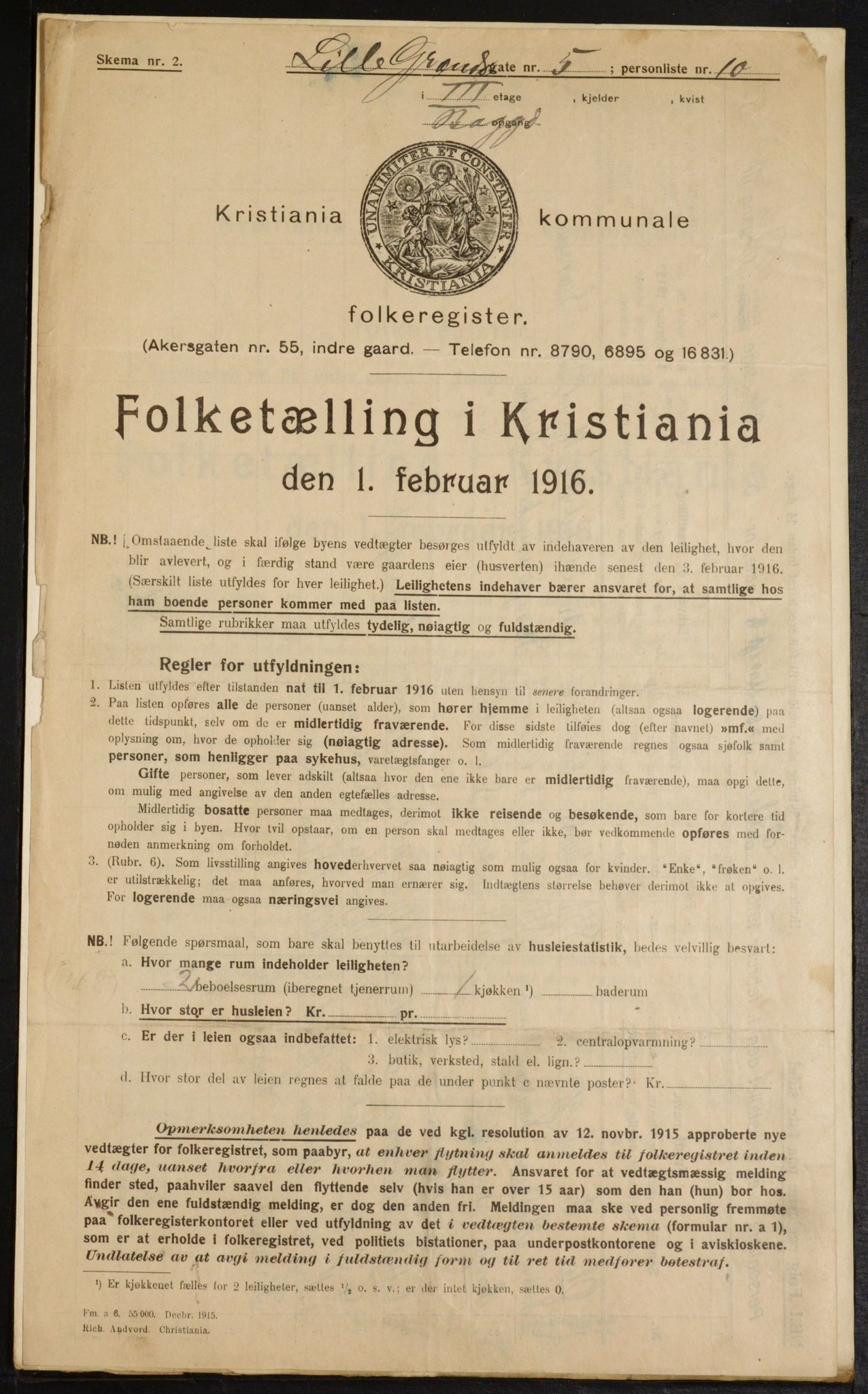 OBA, Municipal Census 1916 for Kristiania, 1916, p. 58855