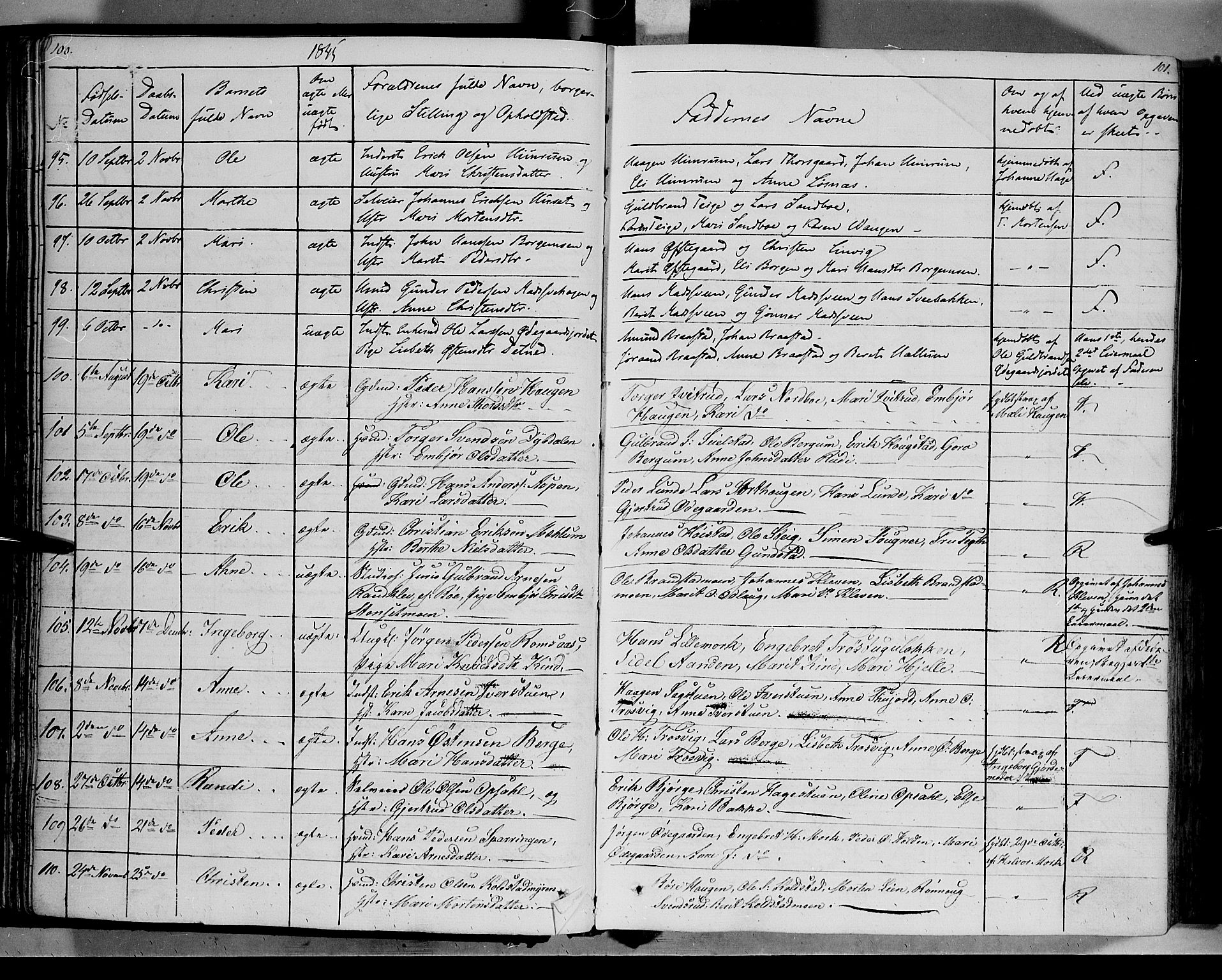 Ringebu prestekontor, SAH/PREST-082/H/Ha/Haa/L0005: Parish register (official) no. 5, 1839-1848, p. 100-101