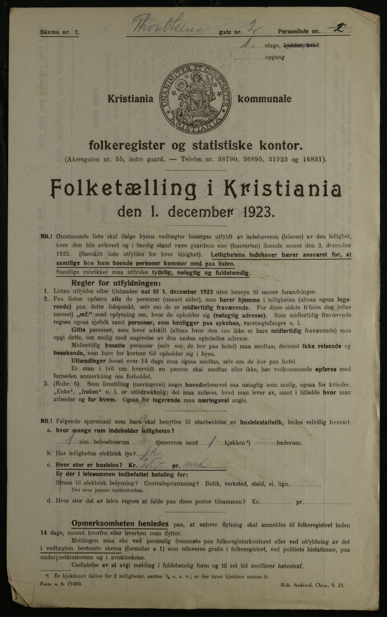 OBA, Municipal Census 1923 for Kristiania, 1923, p. 120982