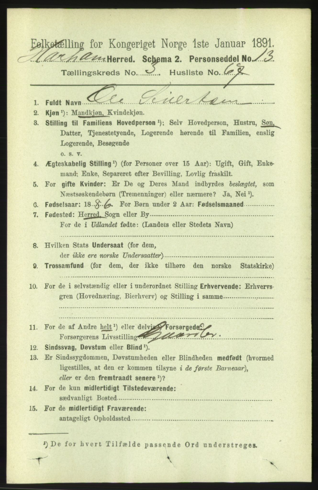 RA, 1891 census for 1534 Haram, 1891, p. 1739