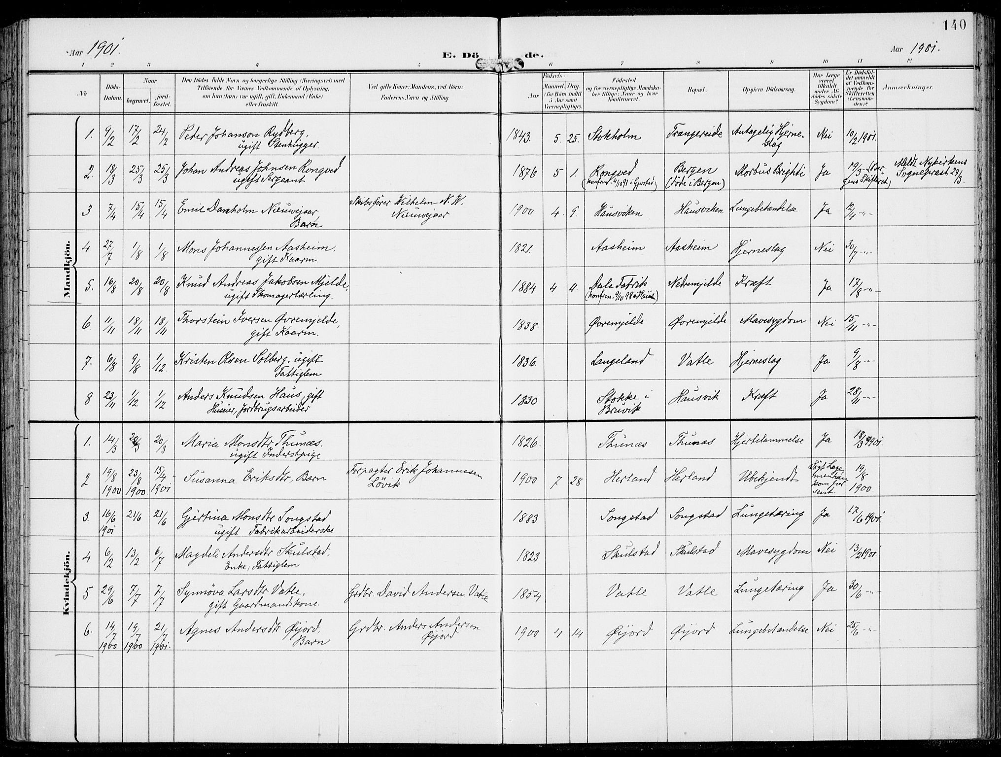 Haus sokneprestembete, SAB/A-75601/H/Haa: Parish register (official) no. B  2, 1899-1912, p. 140