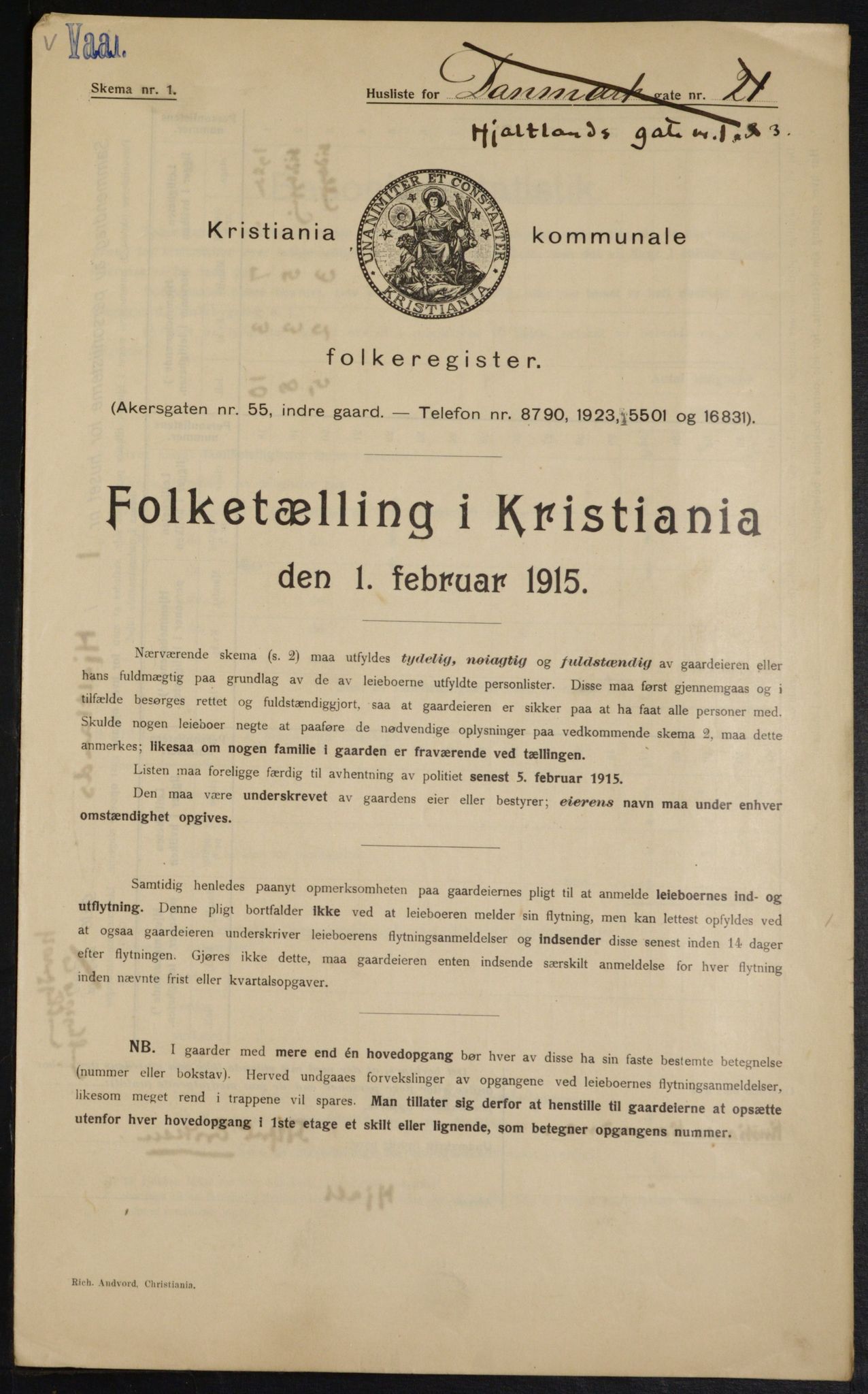 OBA, Municipal Census 1915 for Kristiania, 1915, p. 39742