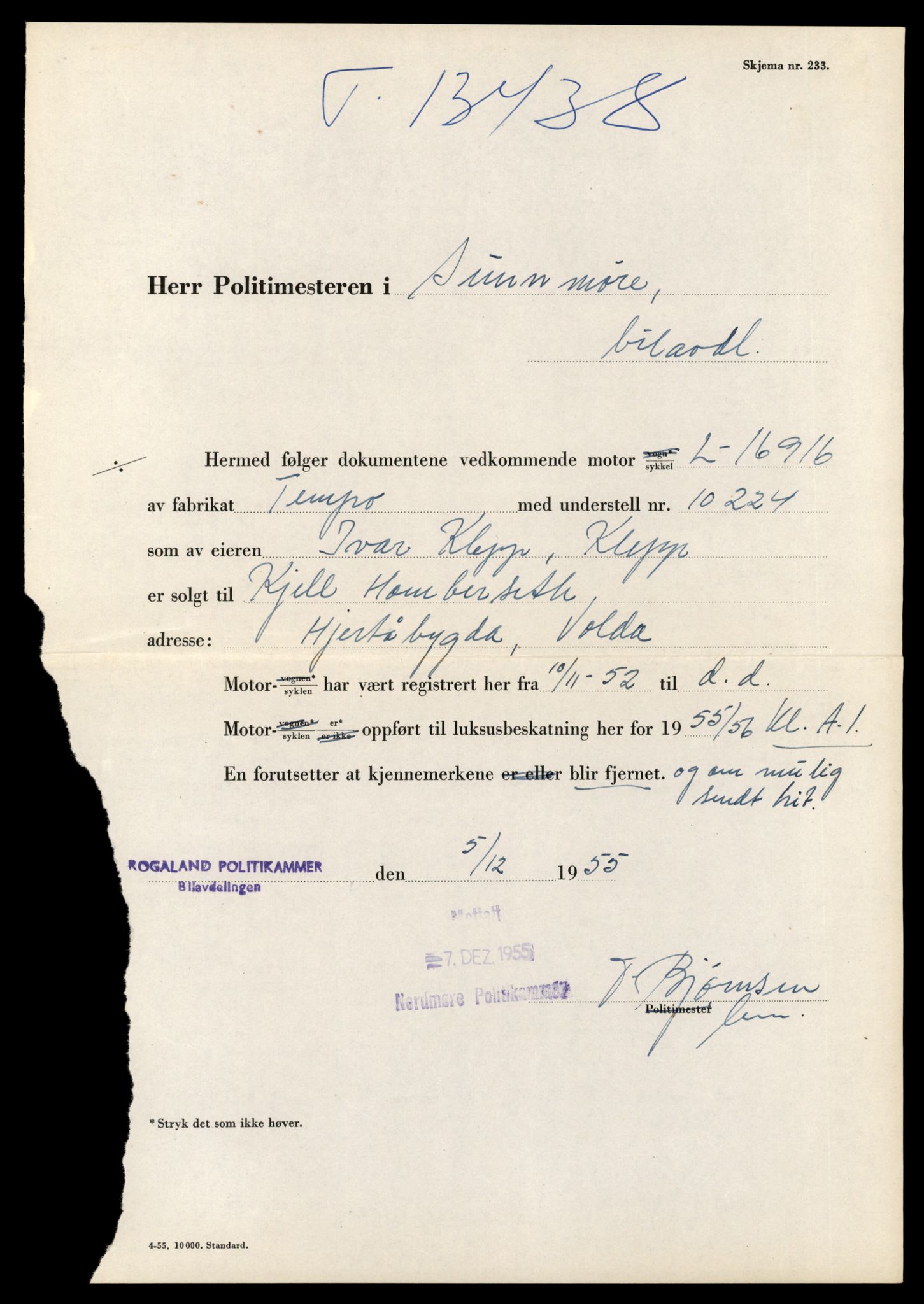 Møre og Romsdal vegkontor - Ålesund trafikkstasjon, AV/SAT-A-4099/F/Fe/L0039: Registreringskort for kjøretøy T 13361 - T 13530, 1927-1998, p. 1297