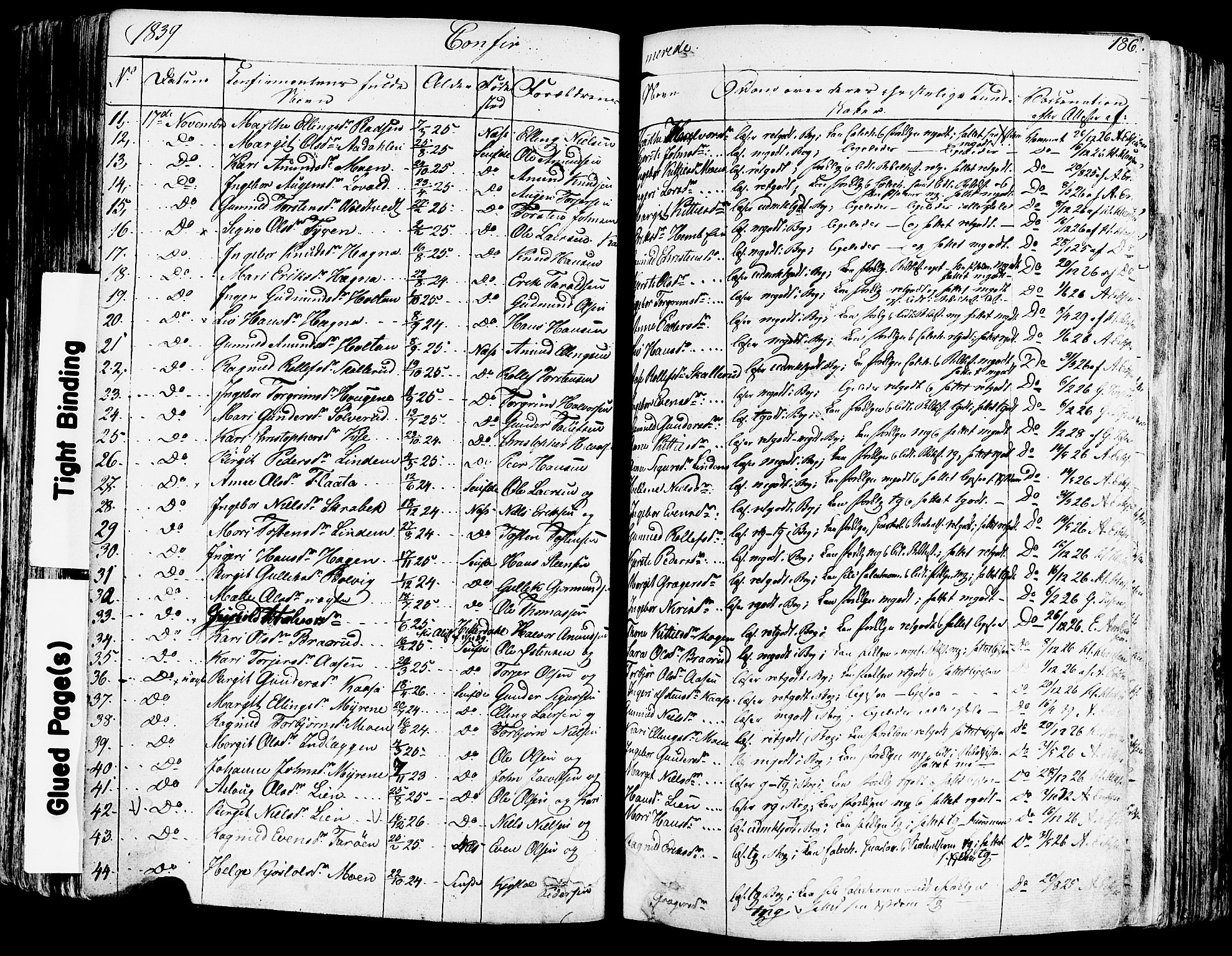 Sauherad kirkebøker, SAKO/A-298/F/Fa/L0006: Parish register (official) no. I 6, 1827-1850, p. 186
