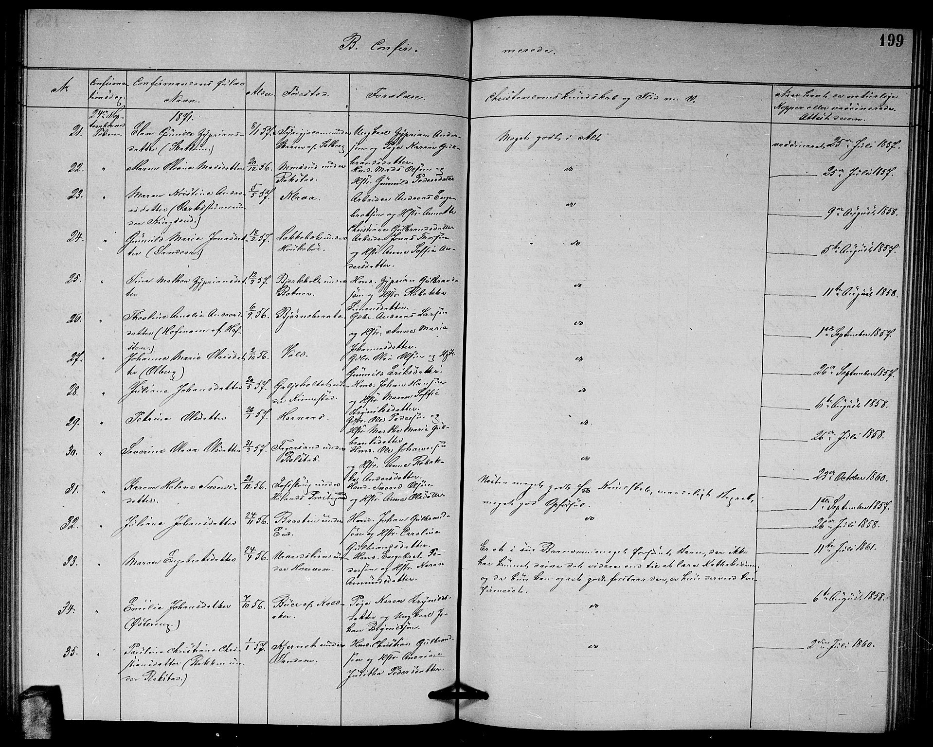 Høland prestekontor Kirkebøker, AV/SAO-A-10346a/G/Ga/L0006: Parish register (copy) no. I 6, 1869-1879, p. 199