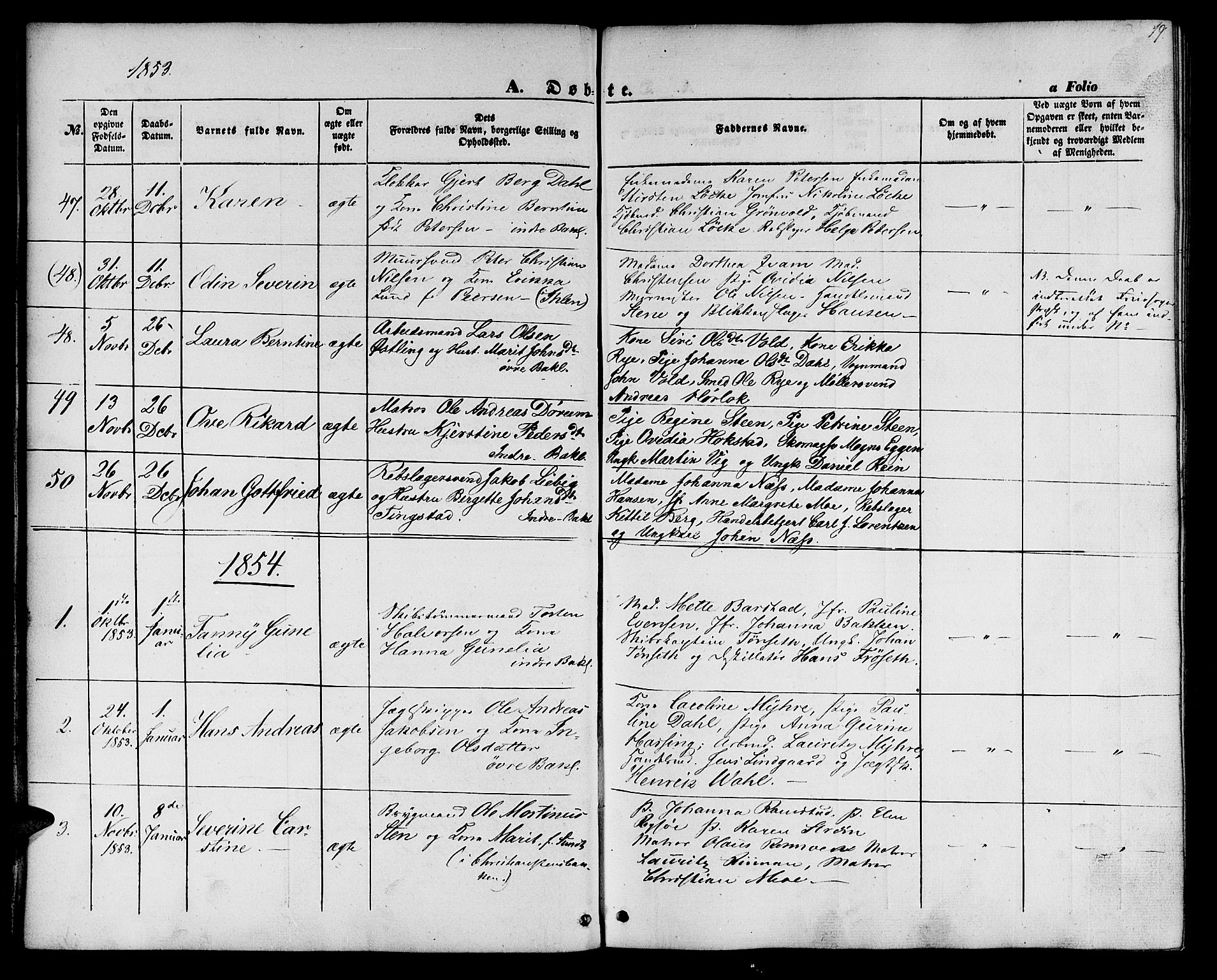 Ministerialprotokoller, klokkerbøker og fødselsregistre - Sør-Trøndelag, SAT/A-1456/604/L0184: Parish register (official) no. 604A05, 1851-1860, p. 19