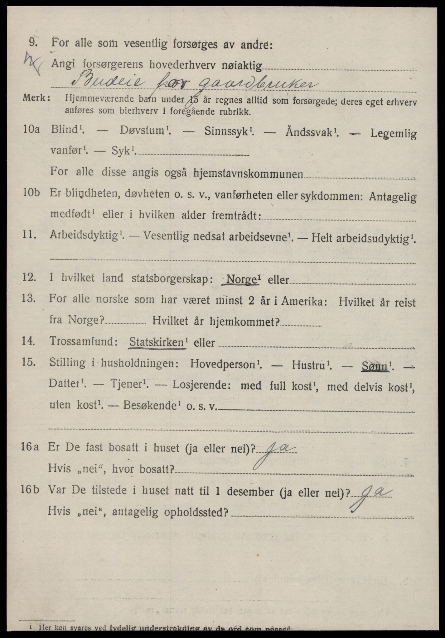 SAT, 1920 census for Stangvik, 1920, p. 1995