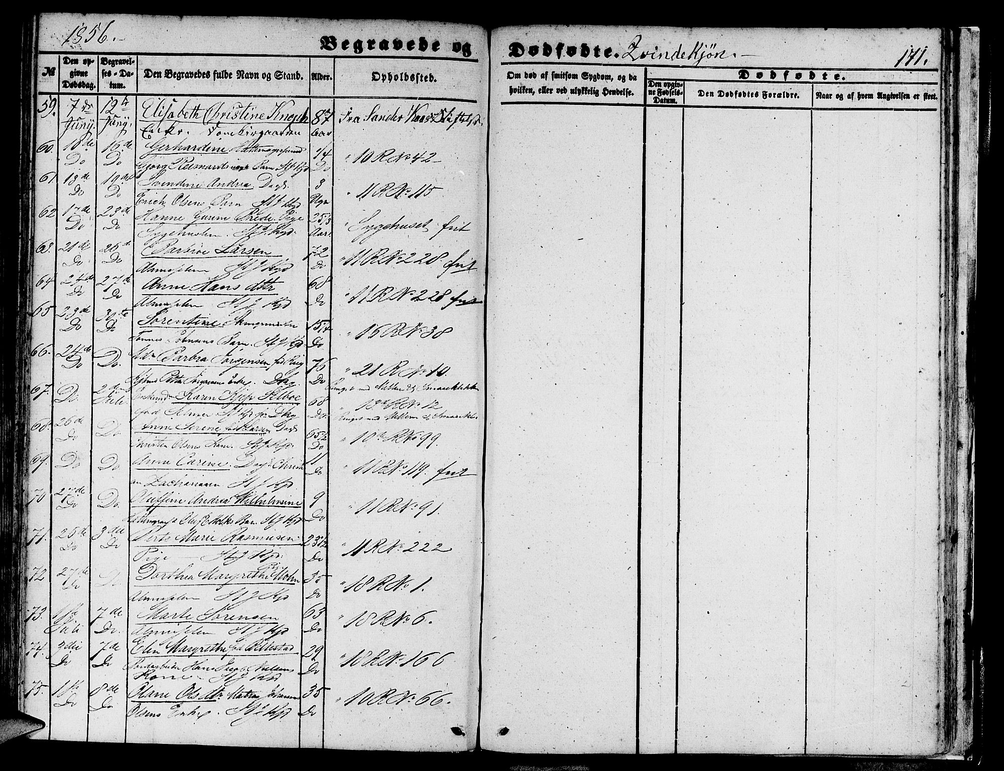 Domkirken sokneprestembete, AV/SAB-A-74801/H/Hab/L0038: Parish register (copy) no. E 2, 1847-1859, p. 171