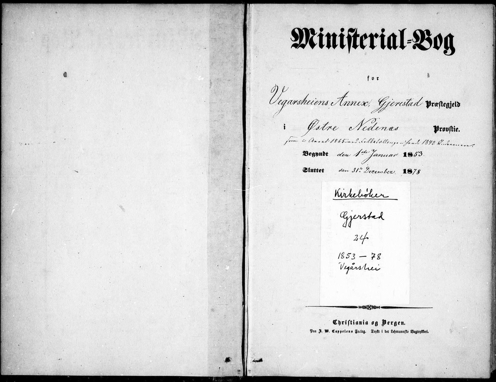 Gjerstad sokneprestkontor, AV/SAK-1111-0014/F/Fa/Fab/L0003: Parish register (official) no. A 3, 1853-1878