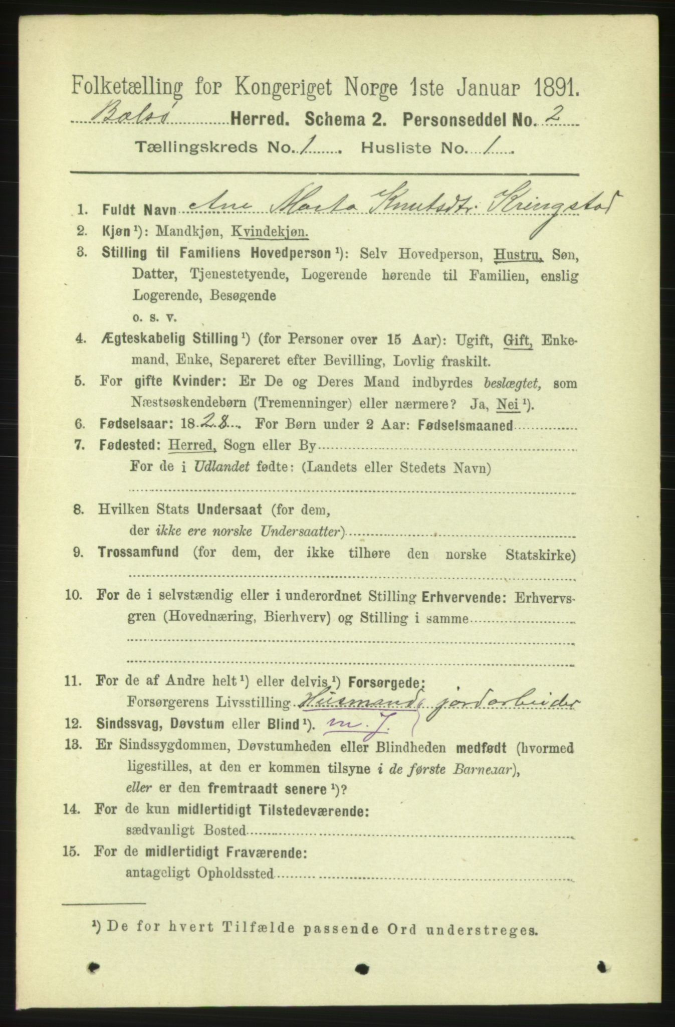 RA, 1891 census for 1544 Bolsøy, 1891, p. 175