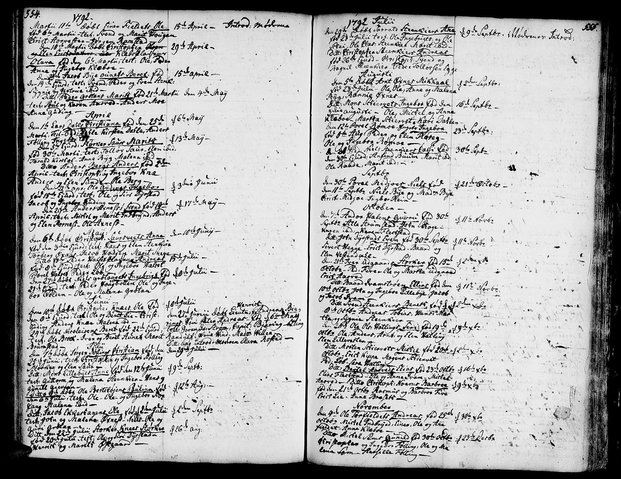 Ministerialprotokoller, klokkerbøker og fødselsregistre - Nord-Trøndelag, SAT/A-1458/746/L0440: Parish register (official) no. 746A02, 1760-1815, p. 554-555