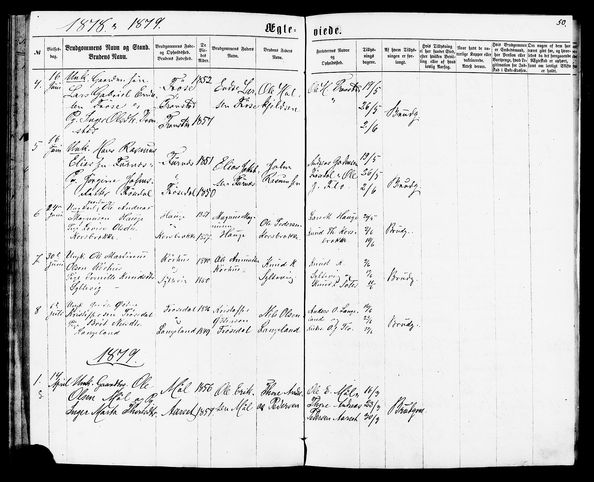 Ministerialprotokoller, klokkerbøker og fødselsregistre - Møre og Romsdal, SAT/A-1454/517/L0224: Parish register (official) no. 517A04, 1853-1880, p. 50