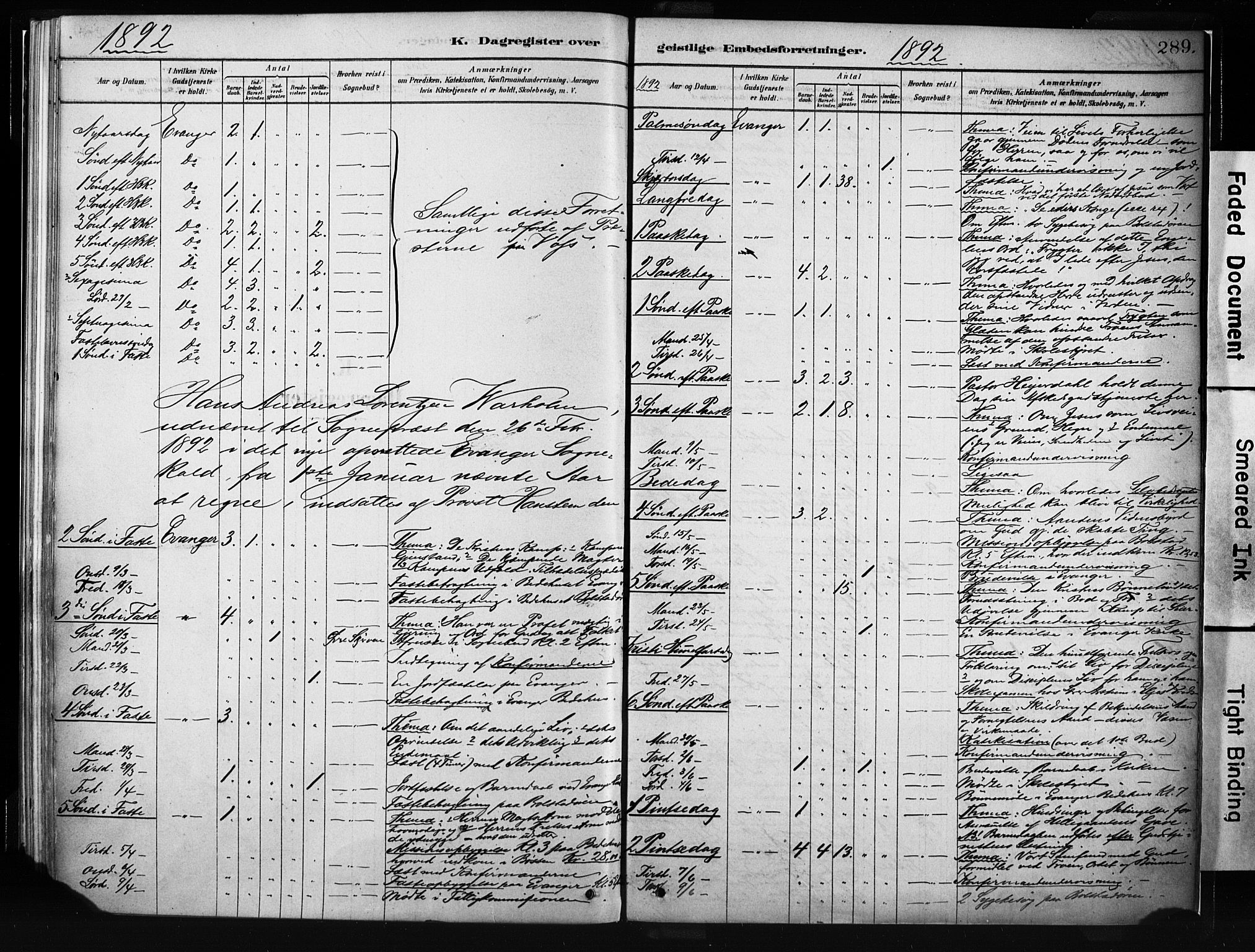 Evanger sokneprestembete, SAB/A-99924: Parish register (official) no. A 1, 1877-1899, p. 289
