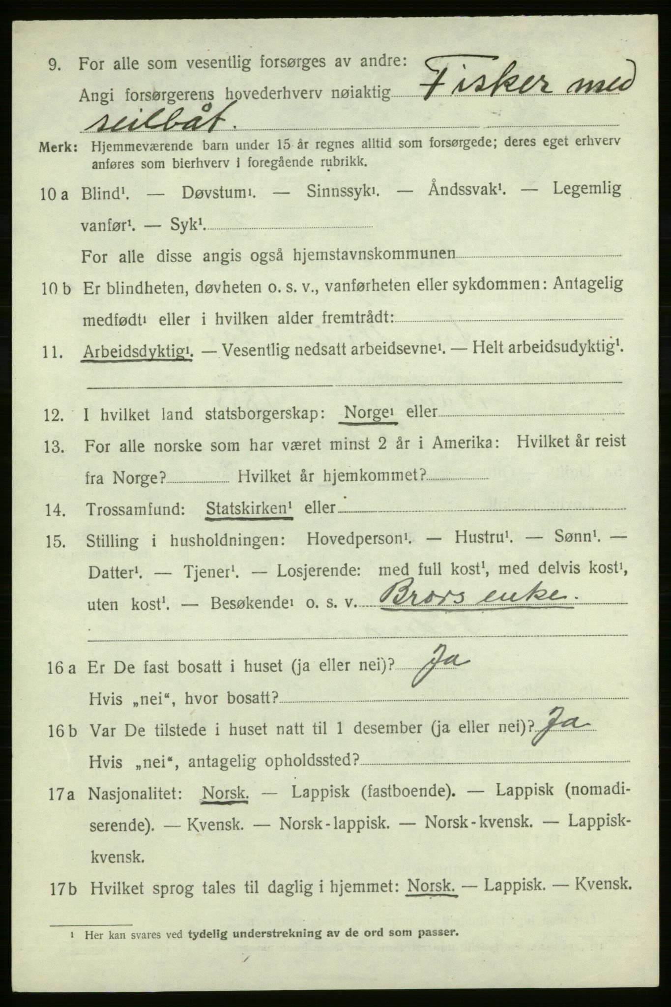 SATØ, 1920 census for Talvik, 1920, p. 3257