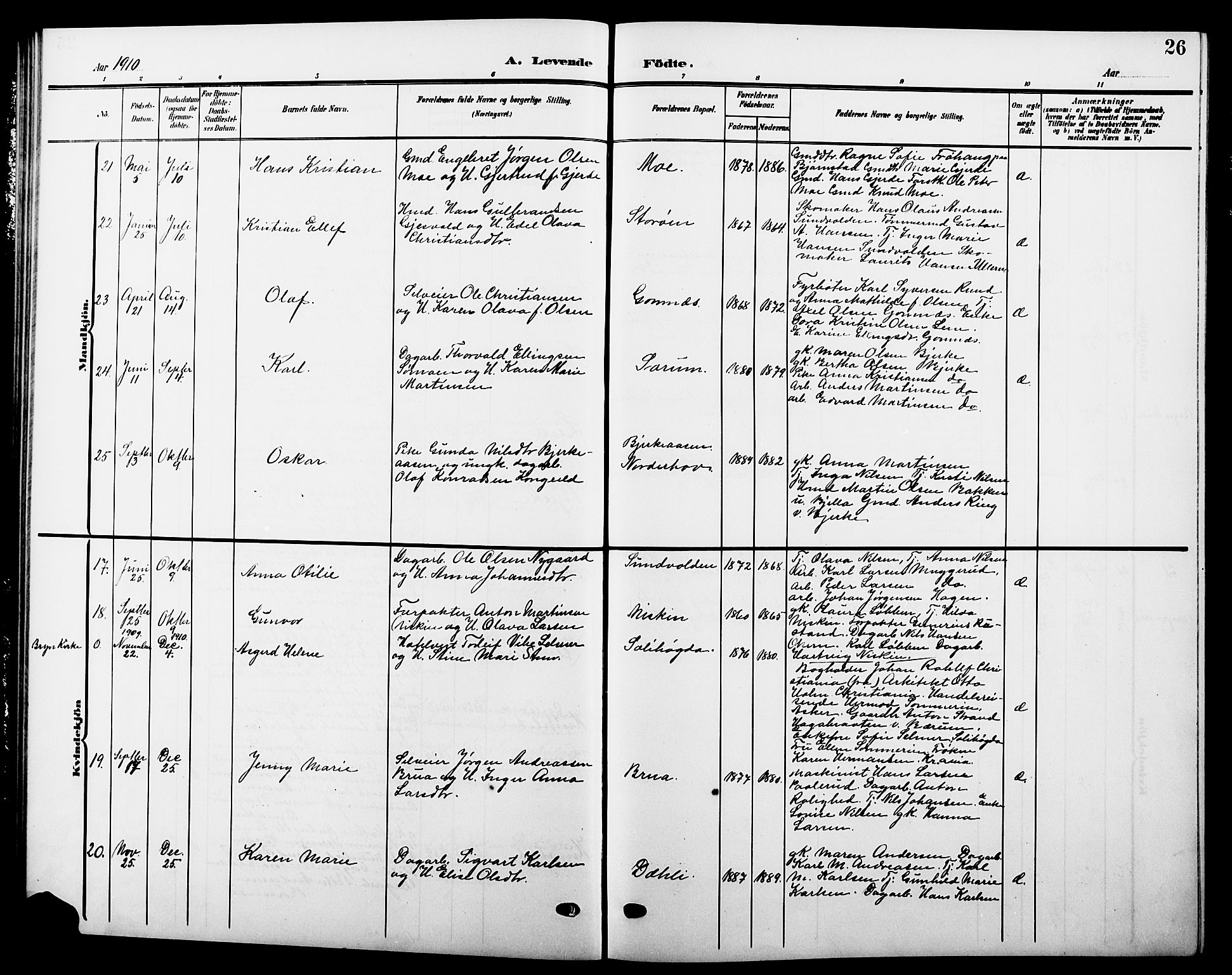 Hole kirkebøker, AV/SAKO-A-228/G/Ga/L0004: Parish register (copy) no. I 4, 1905-1924, p. 26