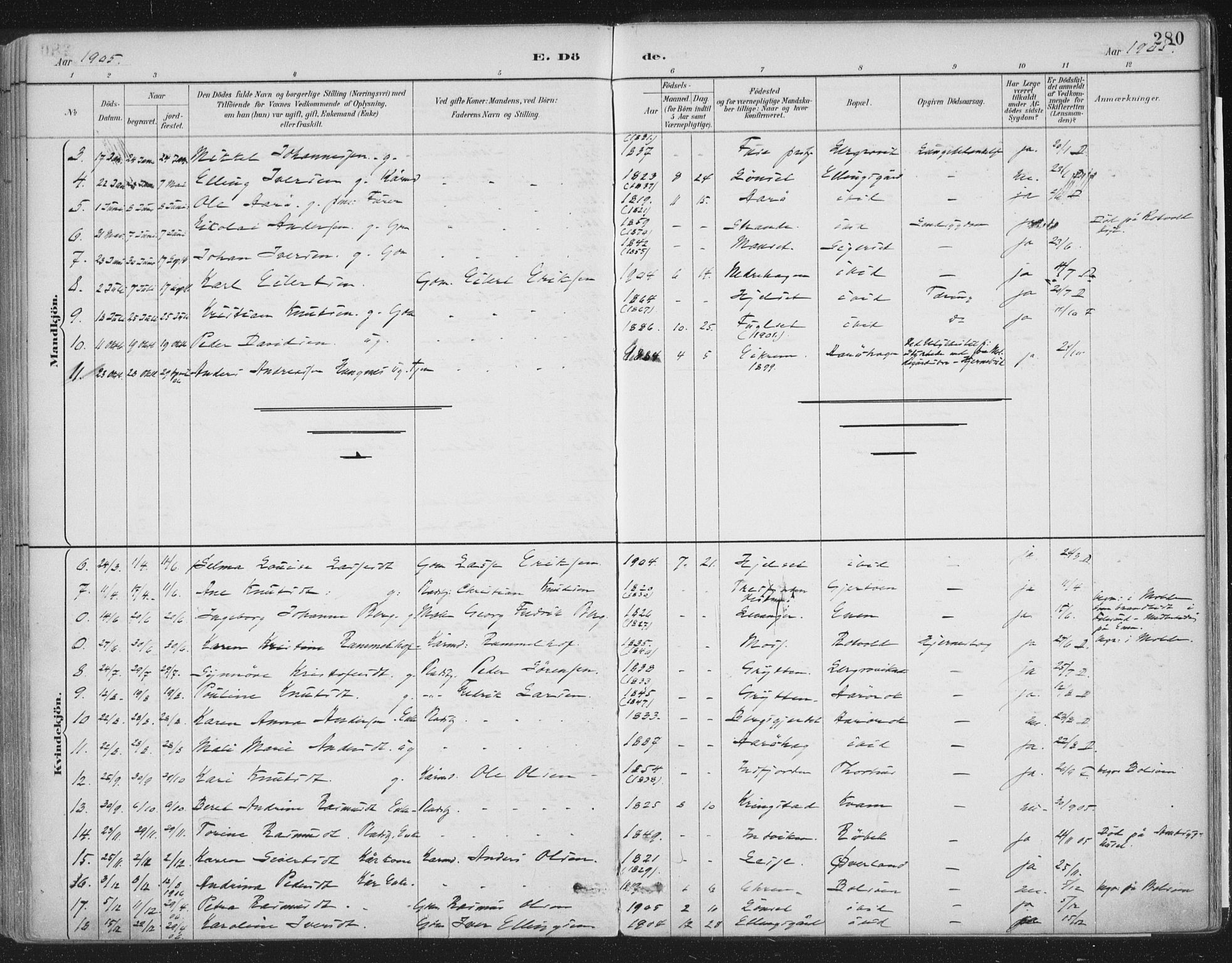 Ministerialprotokoller, klokkerbøker og fødselsregistre - Møre og Romsdal, AV/SAT-A-1454/555/L0658: Parish register (official) no. 555A09, 1887-1917, p. 280