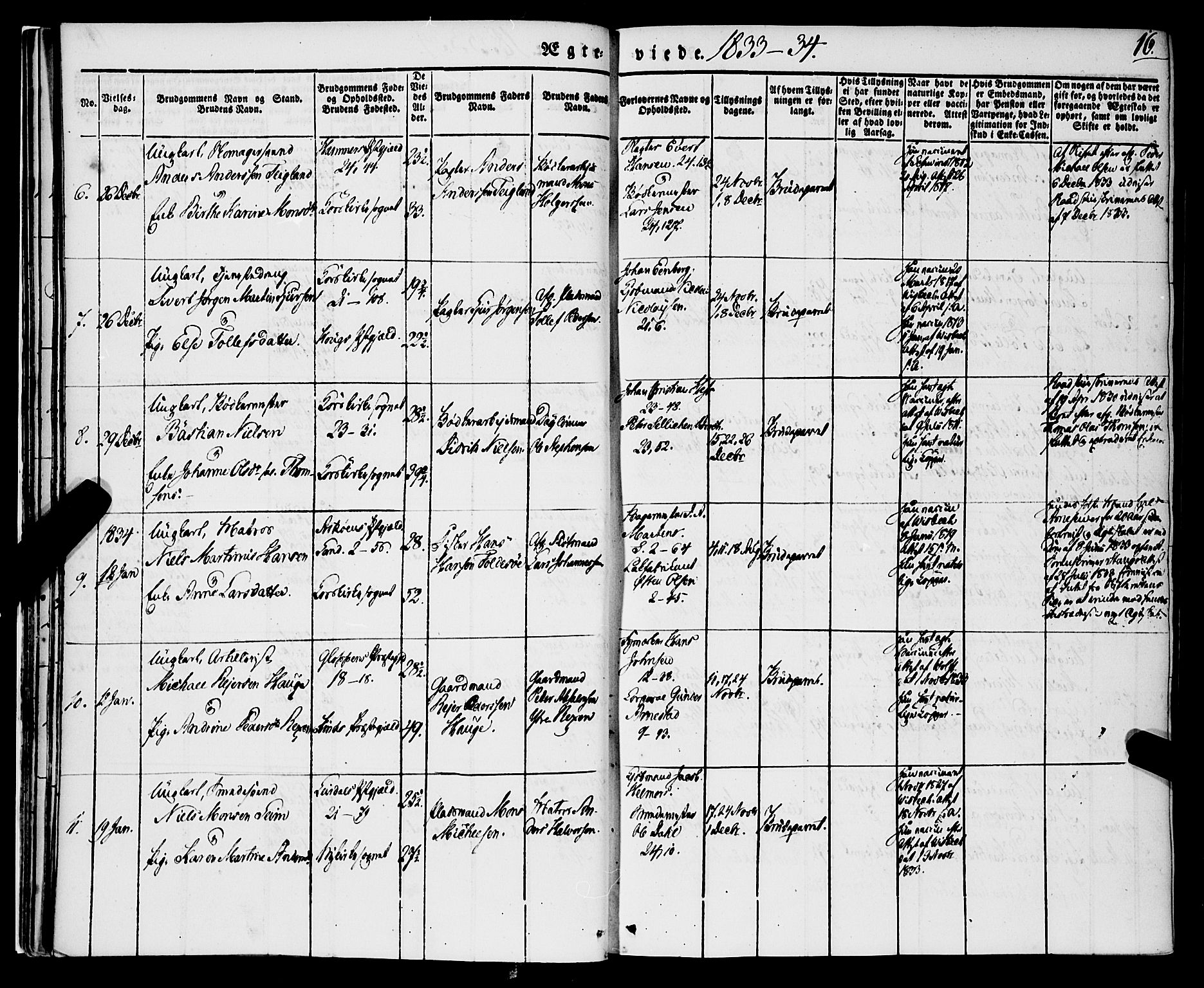 Korskirken sokneprestembete, SAB/A-76101/H/Haa/L0034: Parish register (official) no. D 1, 1832-1852, p. 16