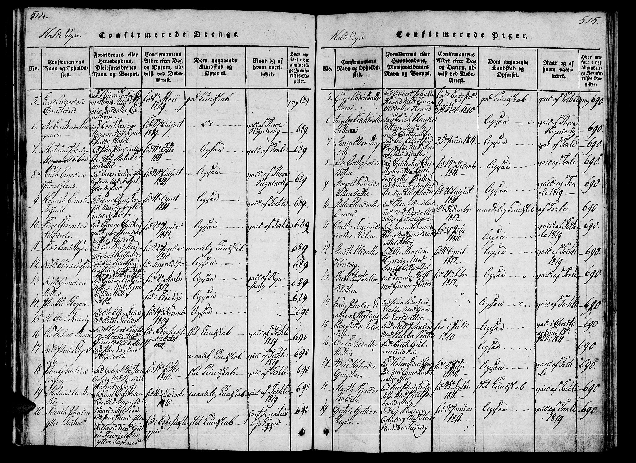 Ministerialprotokoller, klokkerbøker og fødselsregistre - Møre og Romsdal, AV/SAT-A-1454/592/L1023: Parish register (official) no. 592A02, 1820-1830, p. 514-515