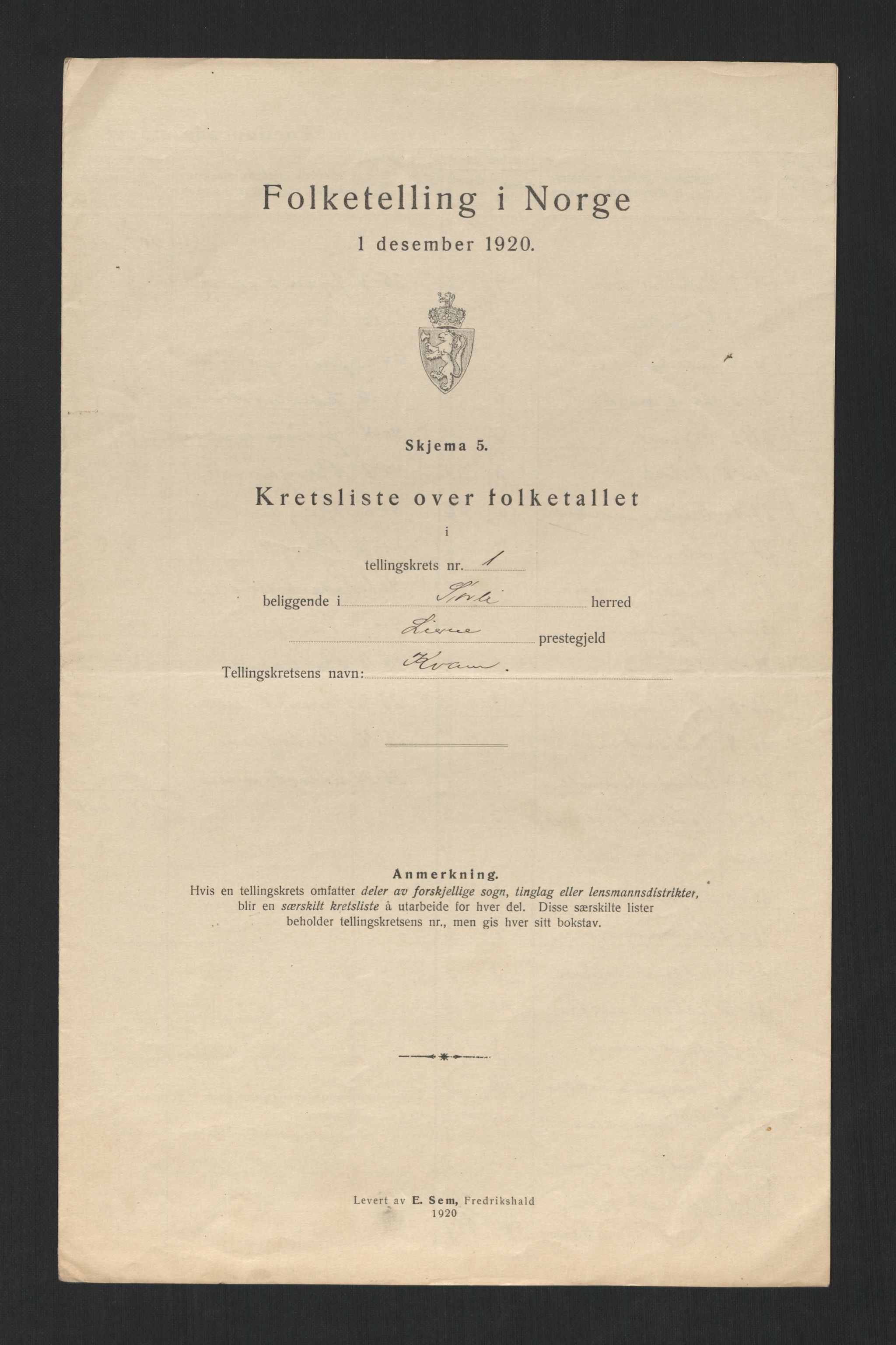 SAT, 1920 census for Sørli, 1920, p. 8