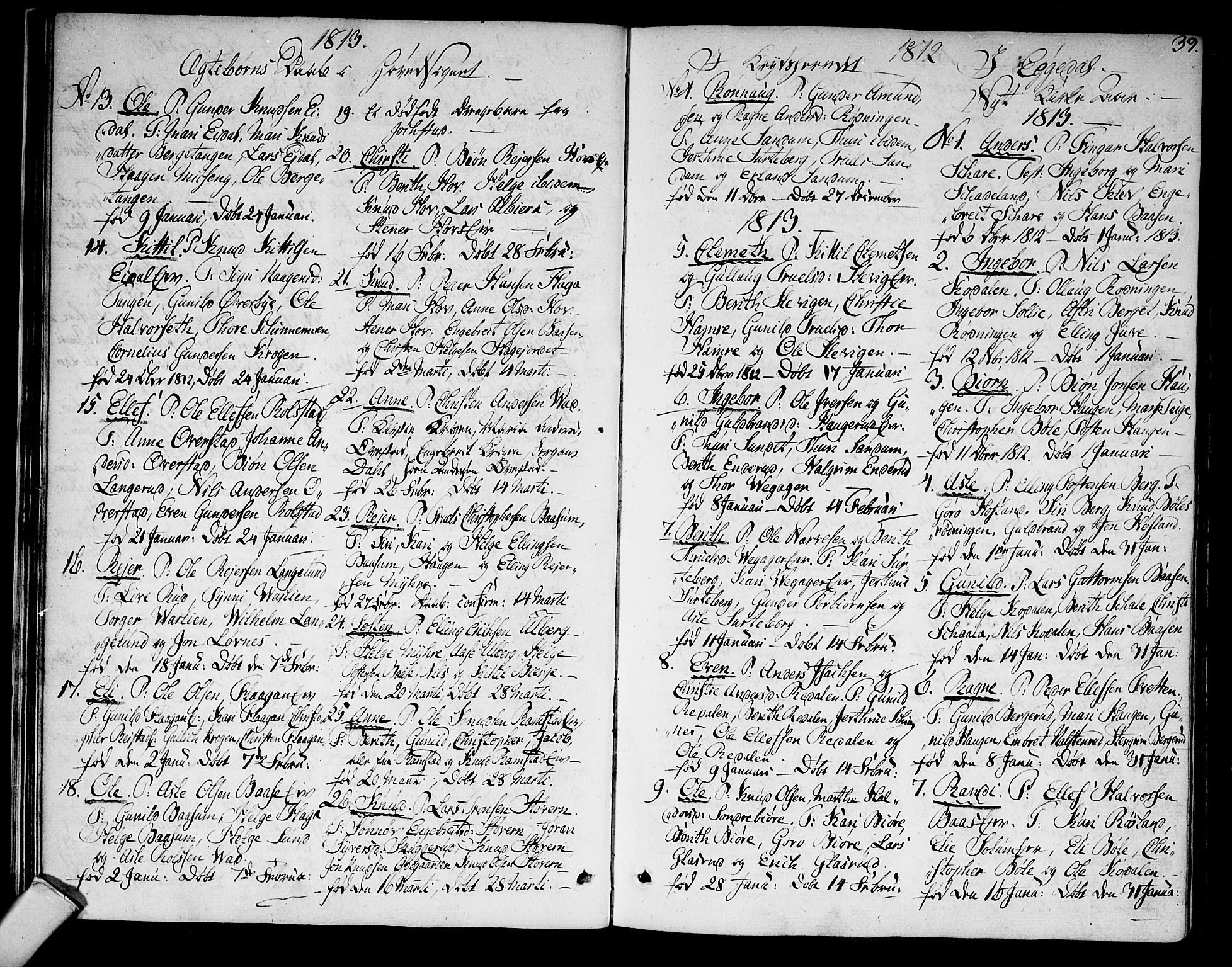 Sigdal kirkebøker, SAKO/A-245/F/Fa/L0004: Parish register (official) no. I 4, 1812-1815, p. 39