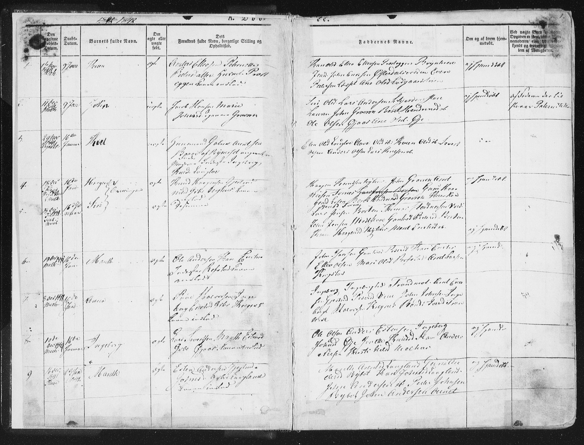 Ministerialprotokoller, klokkerbøker og fødselsregistre - Sør-Trøndelag, SAT/A-1456/691/L1074: Parish register (official) no. 691A06, 1842-1852, p. 1