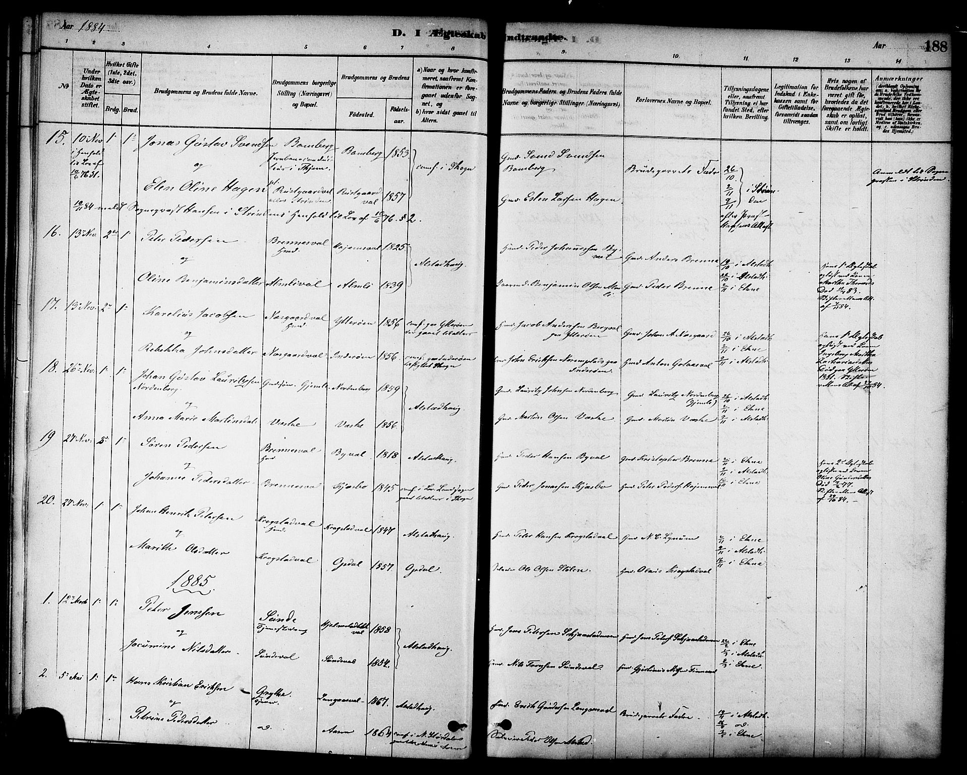 Ministerialprotokoller, klokkerbøker og fødselsregistre - Nord-Trøndelag, SAT/A-1458/717/L0159: Parish register (official) no. 717A09, 1878-1898, p. 188