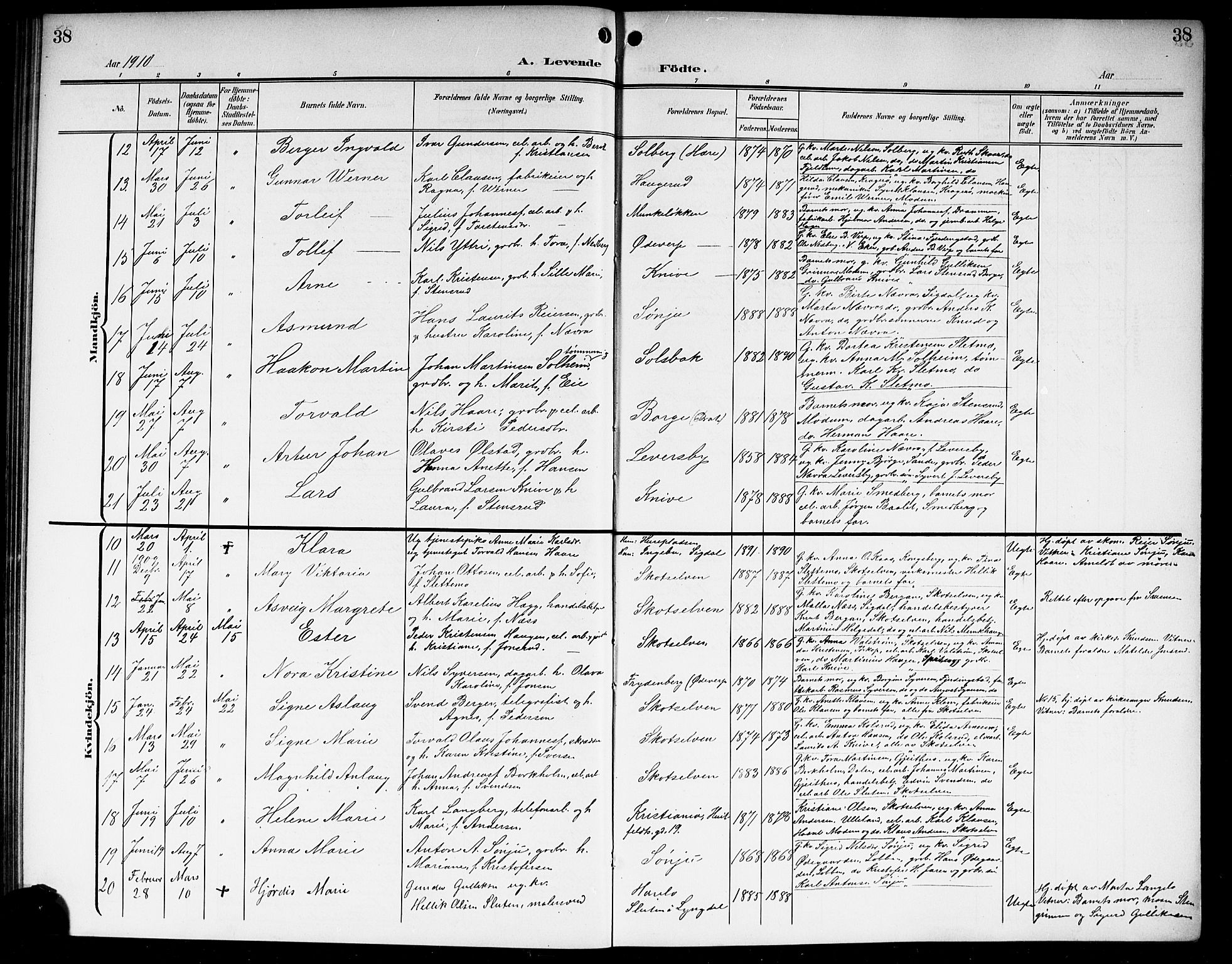 Eiker kirkebøker, AV/SAKO-A-4/G/Gb/L0005: Parish register (copy) no. II 5, 1901-1923, p. 38