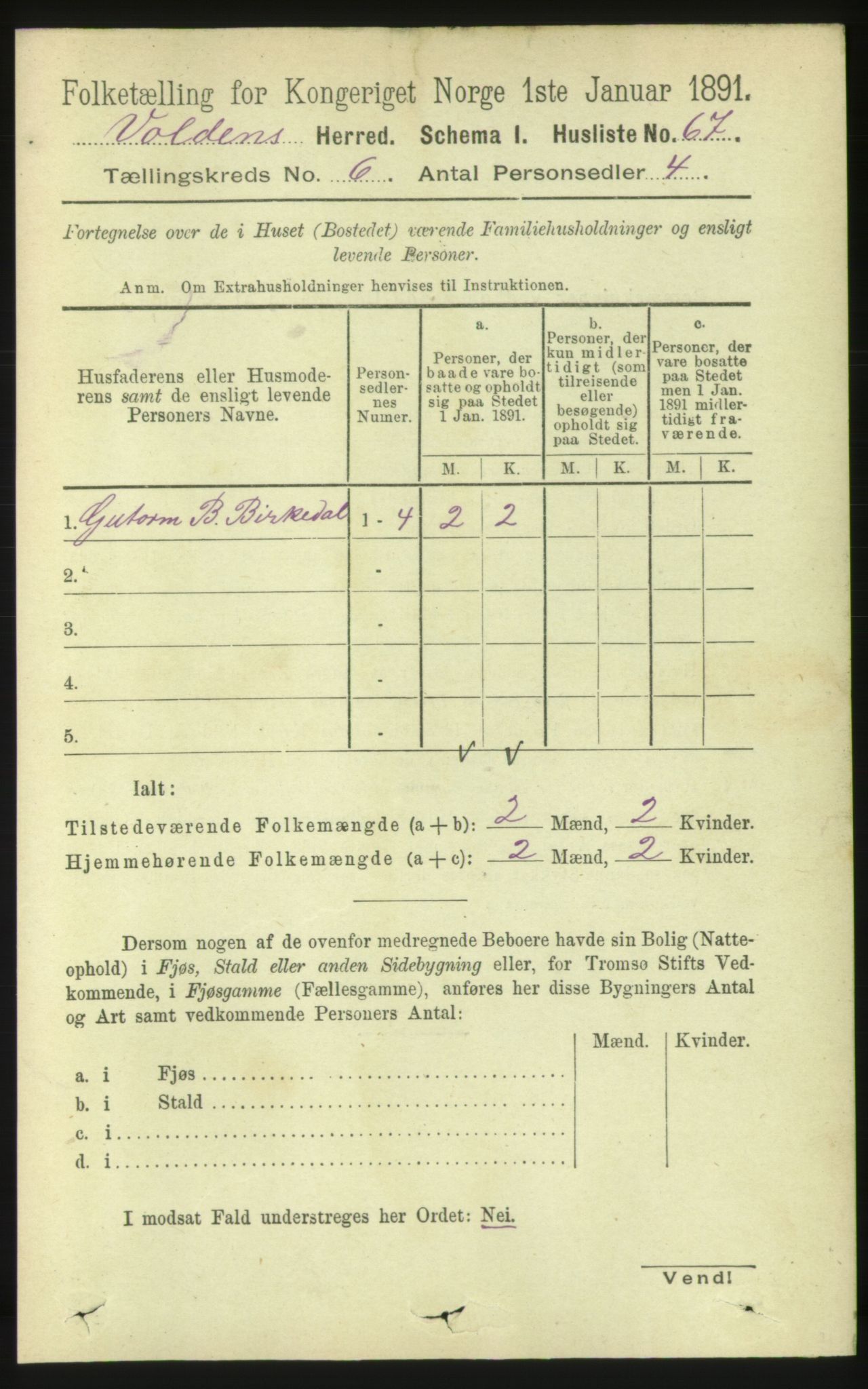 RA, 1891 census for 1519 Volda, 1891, p. 2859