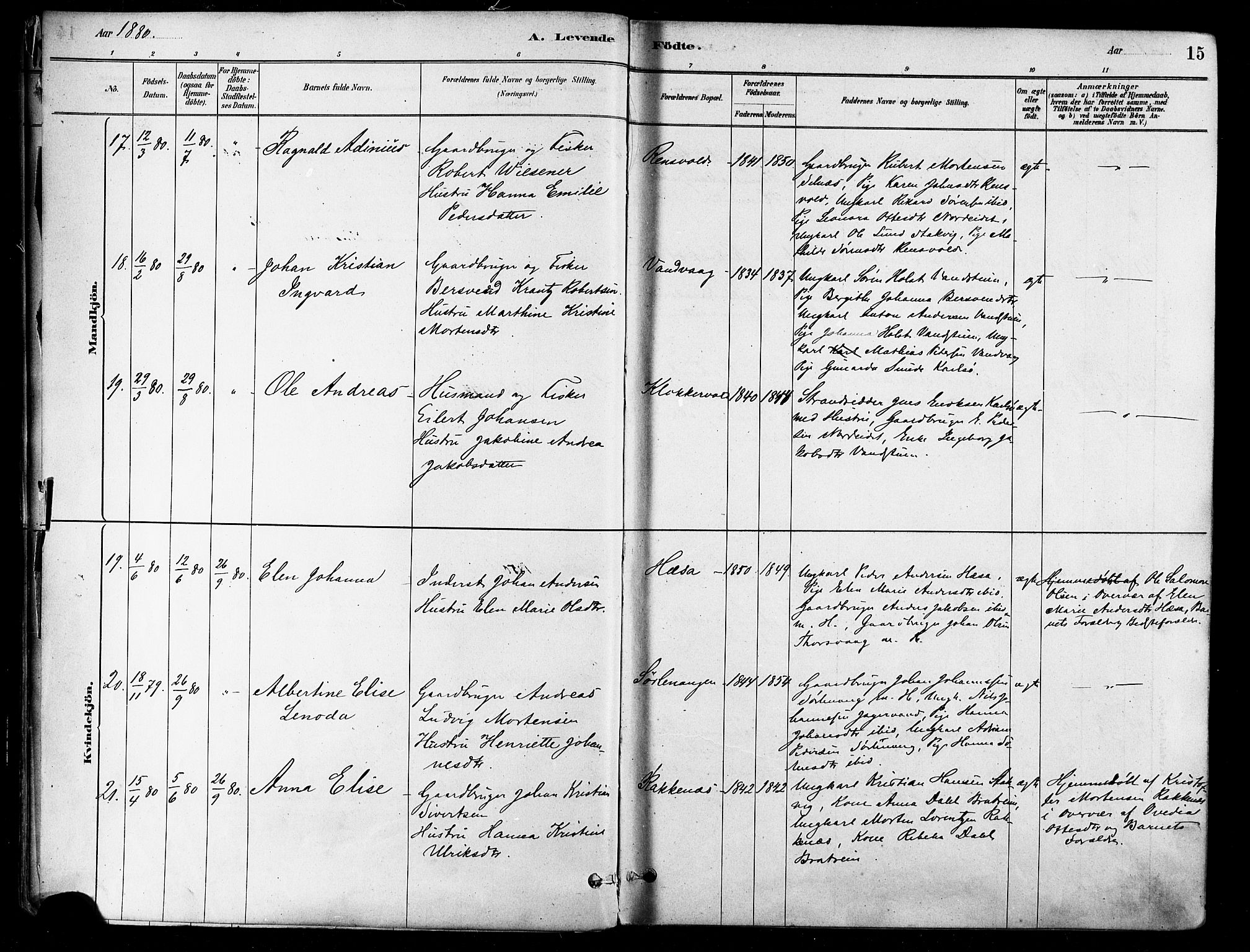 Karlsøy sokneprestembete, SATØ/S-1299/H/Ha/Haa/L0006kirke: Parish register (official) no. 6, 1879-1890, p. 15