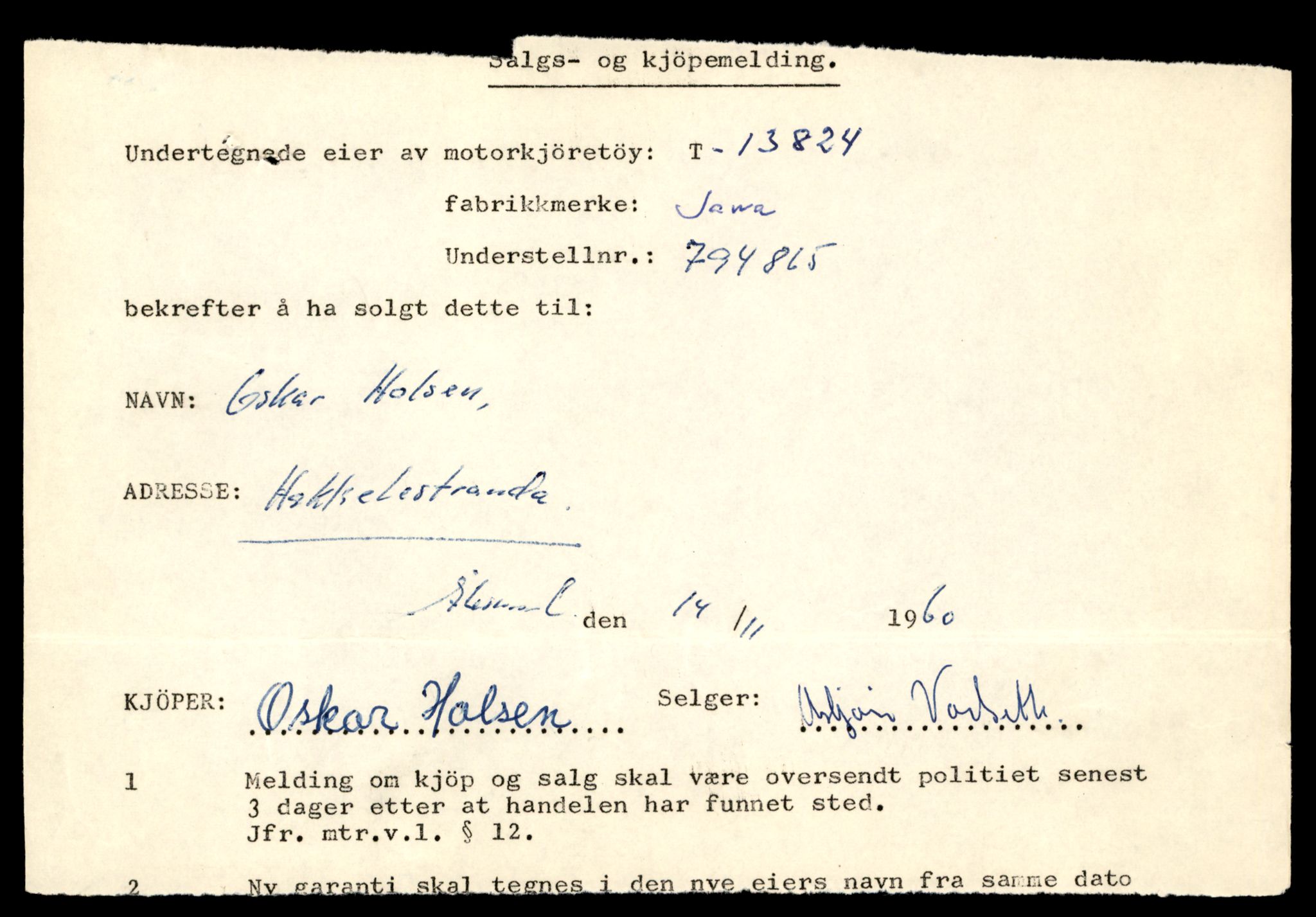 Møre og Romsdal vegkontor - Ålesund trafikkstasjon, AV/SAT-A-4099/F/Fe/L0041: Registreringskort for kjøretøy T 13710 - T 13905, 1927-1998, p. 2071