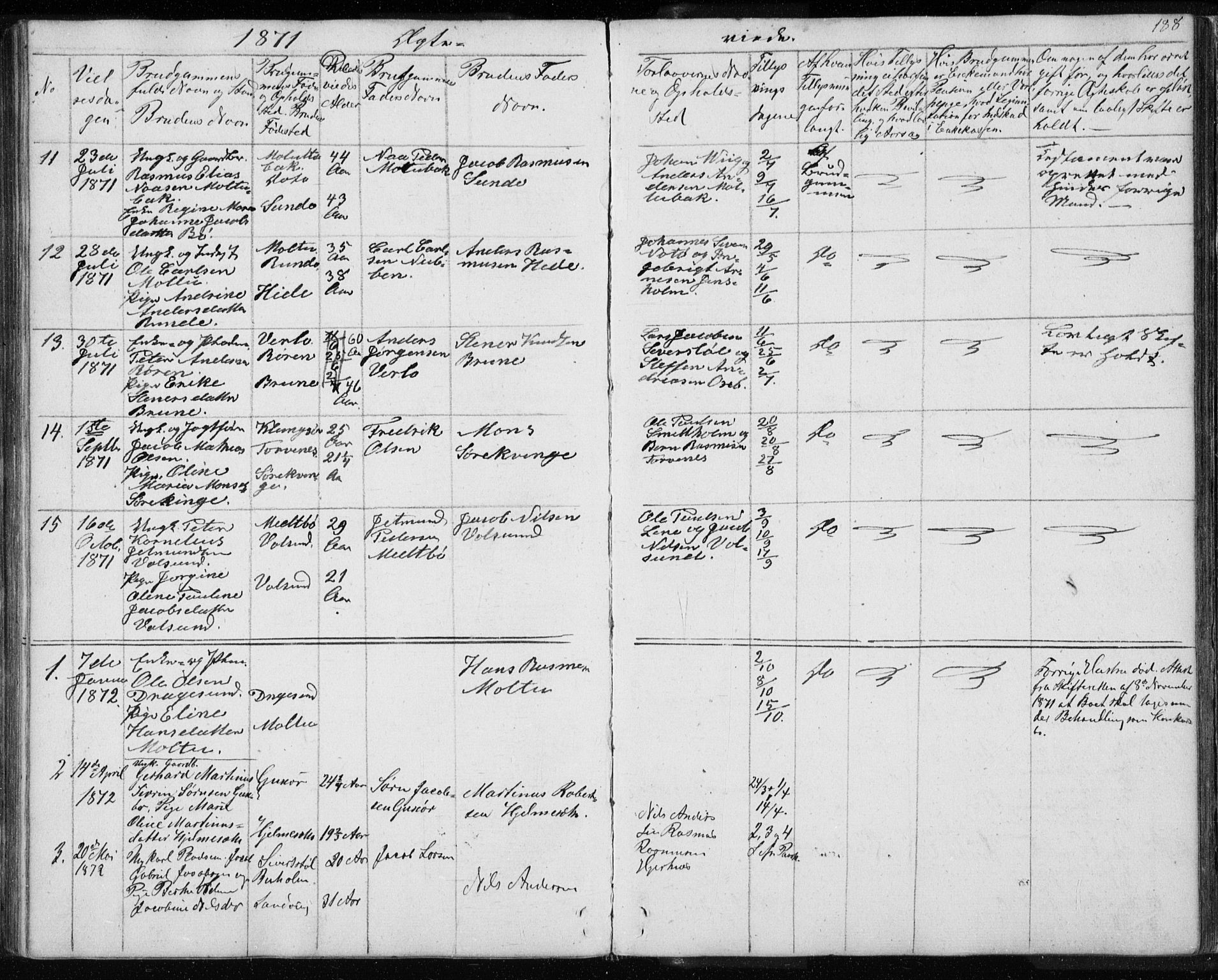 Ministerialprotokoller, klokkerbøker og fødselsregistre - Møre og Romsdal, SAT/A-1454/507/L0079: Parish register (copy) no. 507C02, 1854-1877, p. 188