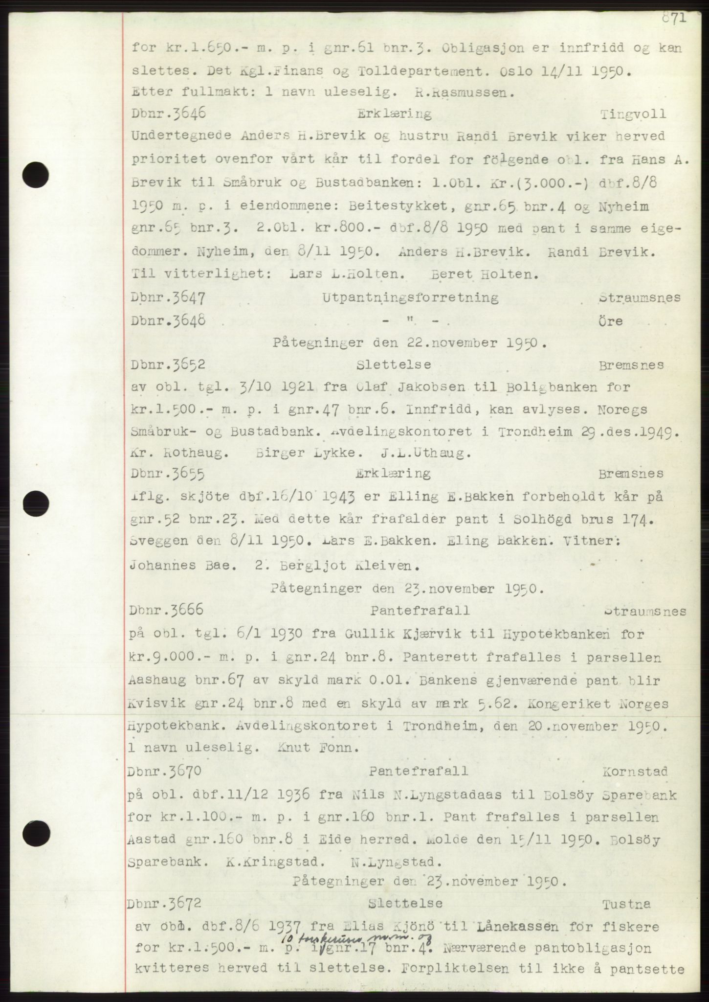 Nordmøre sorenskriveri, SAT/A-4132/1/2/2Ca: Mortgage book no. C82b, 1946-1951, Diary no: : 3646/1950