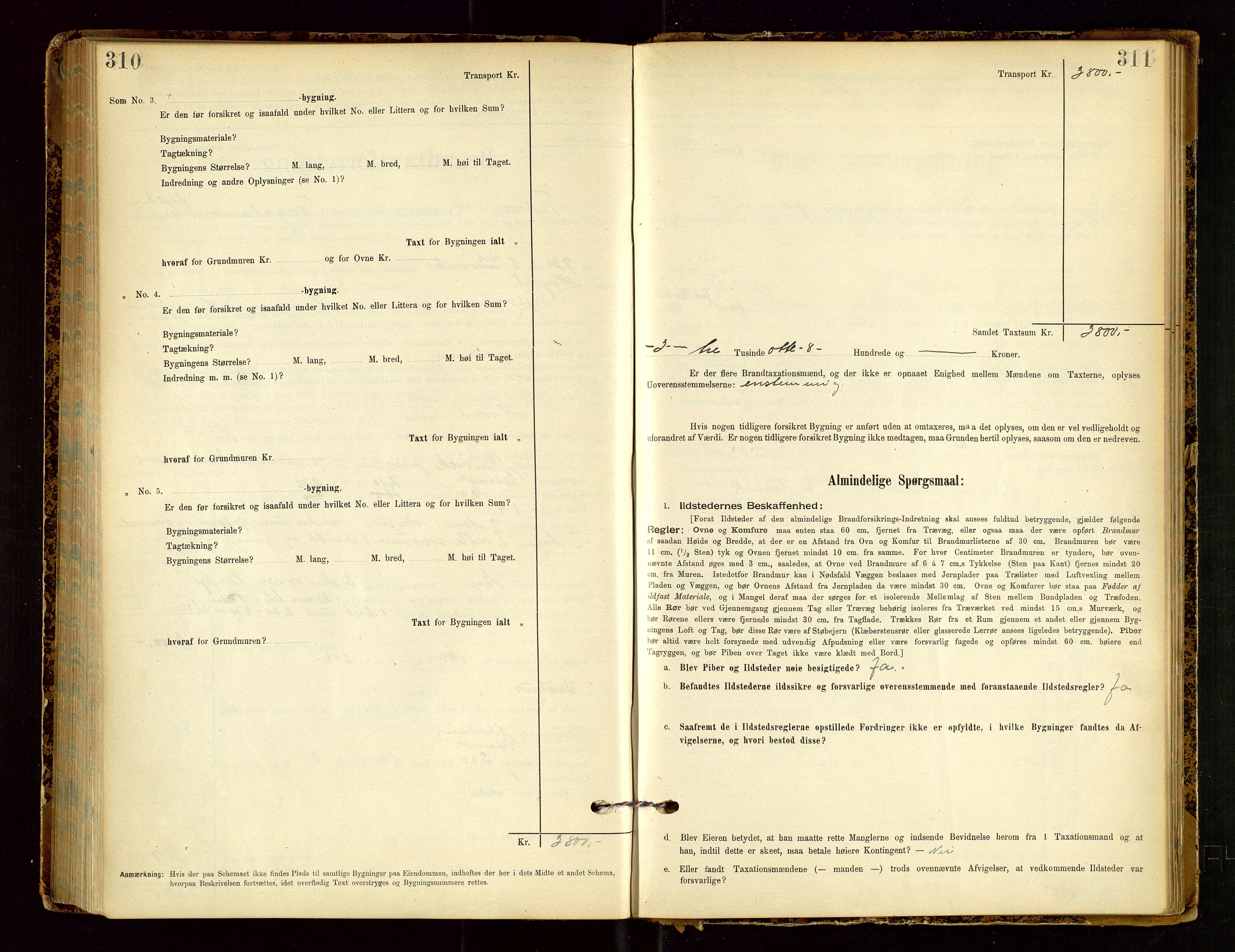 Tysvær lensmannskontor, AV/SAST-A-100192/Gob/L0002: "Brandtakstprotokol for Lensmanden i Tysvær", 1901-1932, p. 310-311