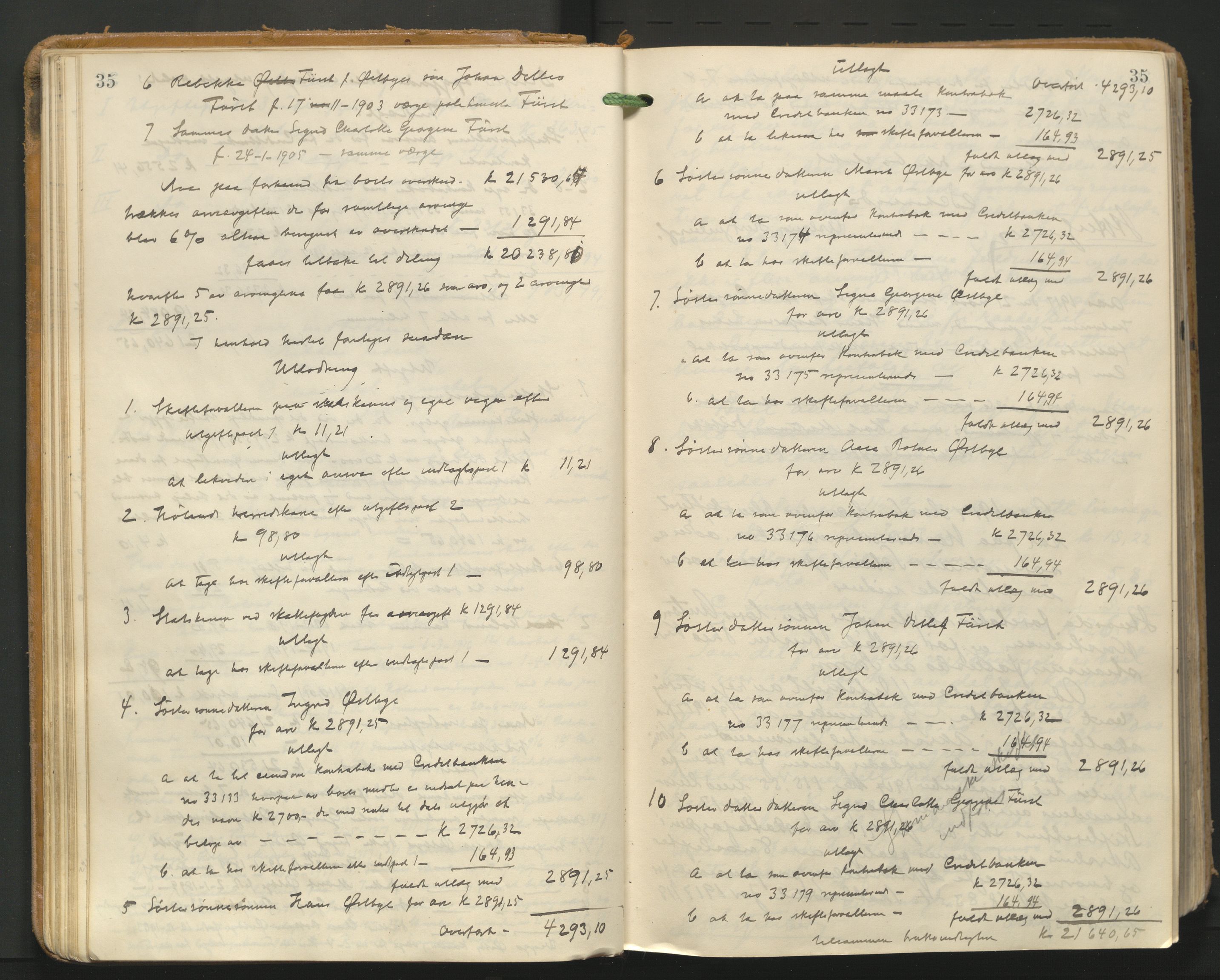 Nes tingrett, AV/SAO-A-10548/H/Hc/L0006: Utlodningsprotokoll, 1916-1943, p. 35