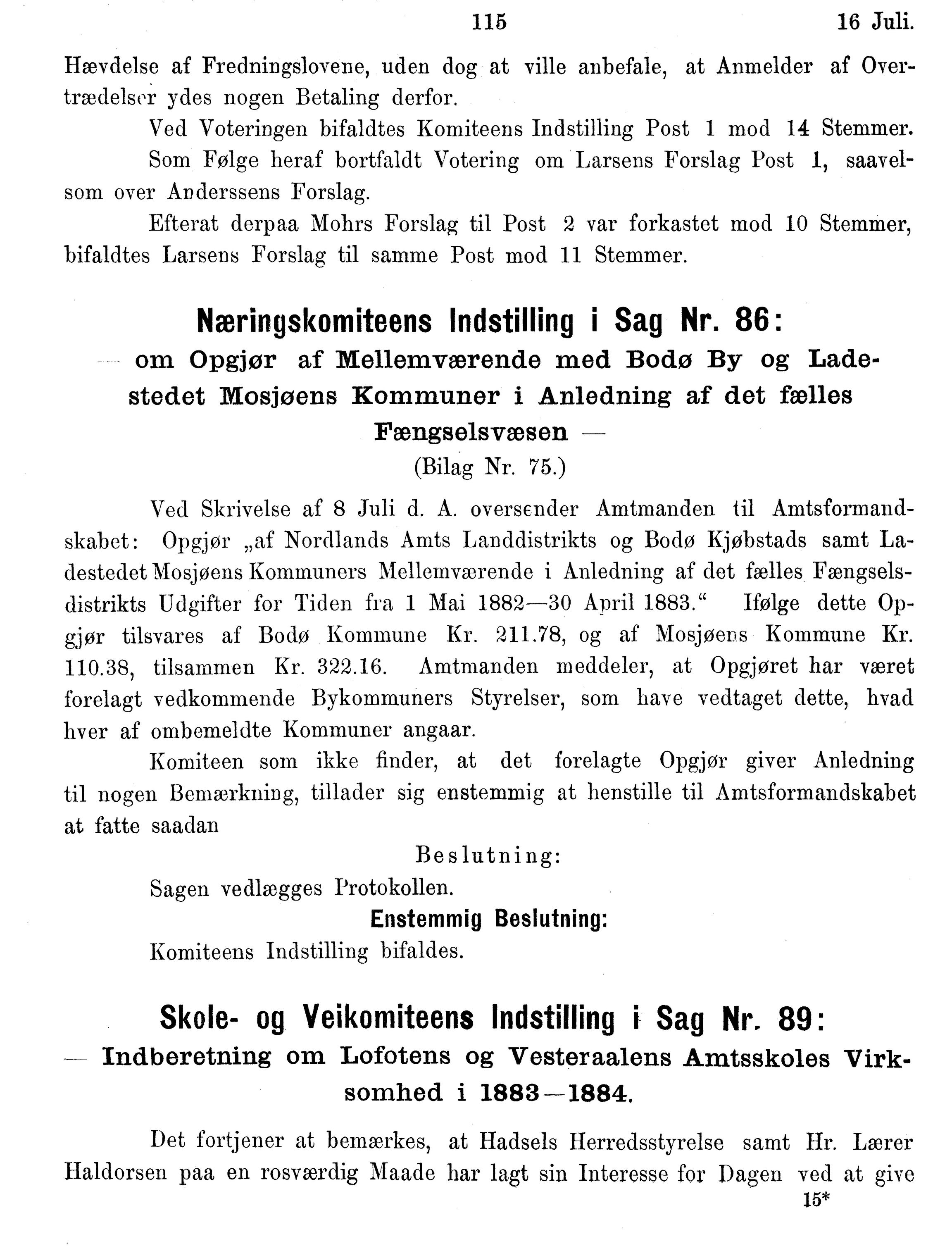 Nordland Fylkeskommune. Fylkestinget, AIN/NFK-17/176/A/Ac/L0014: Fylkestingsforhandlinger 1881-1885, 1881-1885