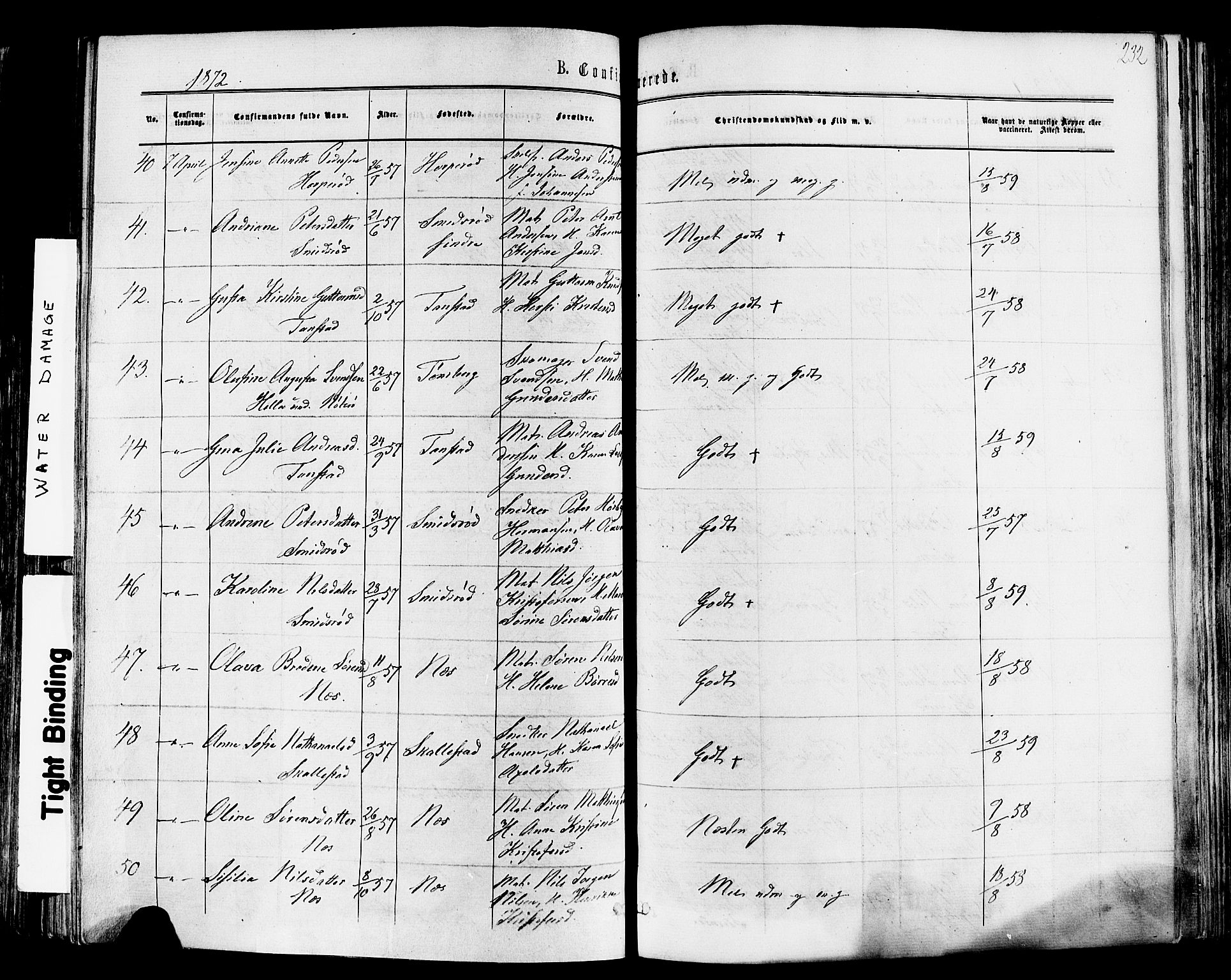 Nøtterøy kirkebøker, SAKO/A-354/F/Fa/L0007: Parish register (official) no. I 7, 1865-1877, p. 232