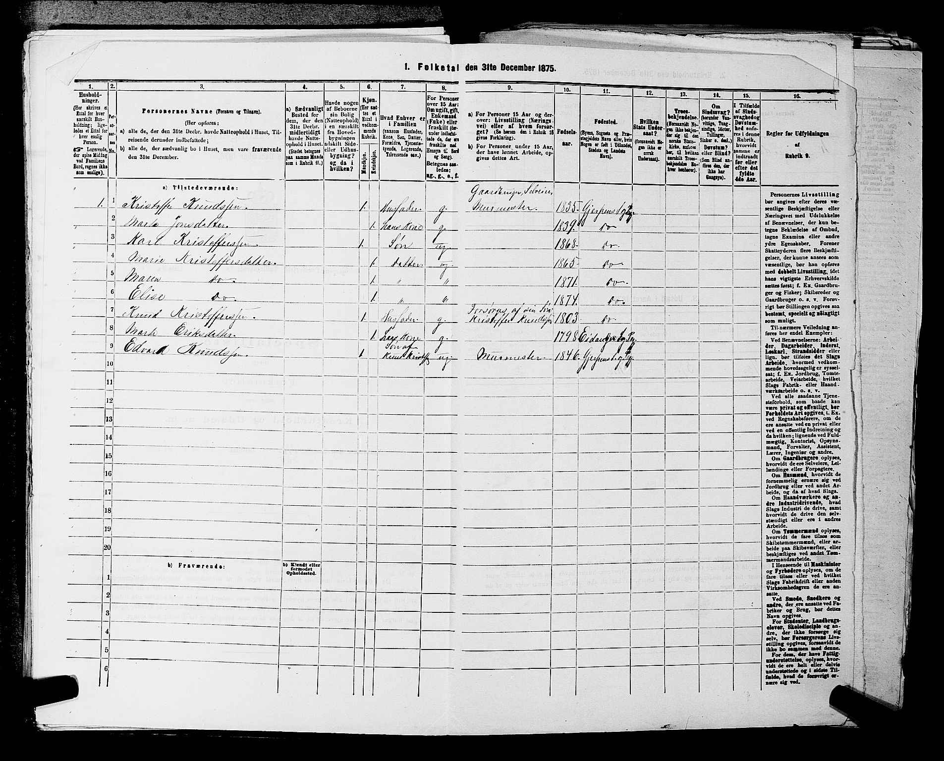 SAKO, 1875 census for 0812P Gjerpen, 1875, p. 1313