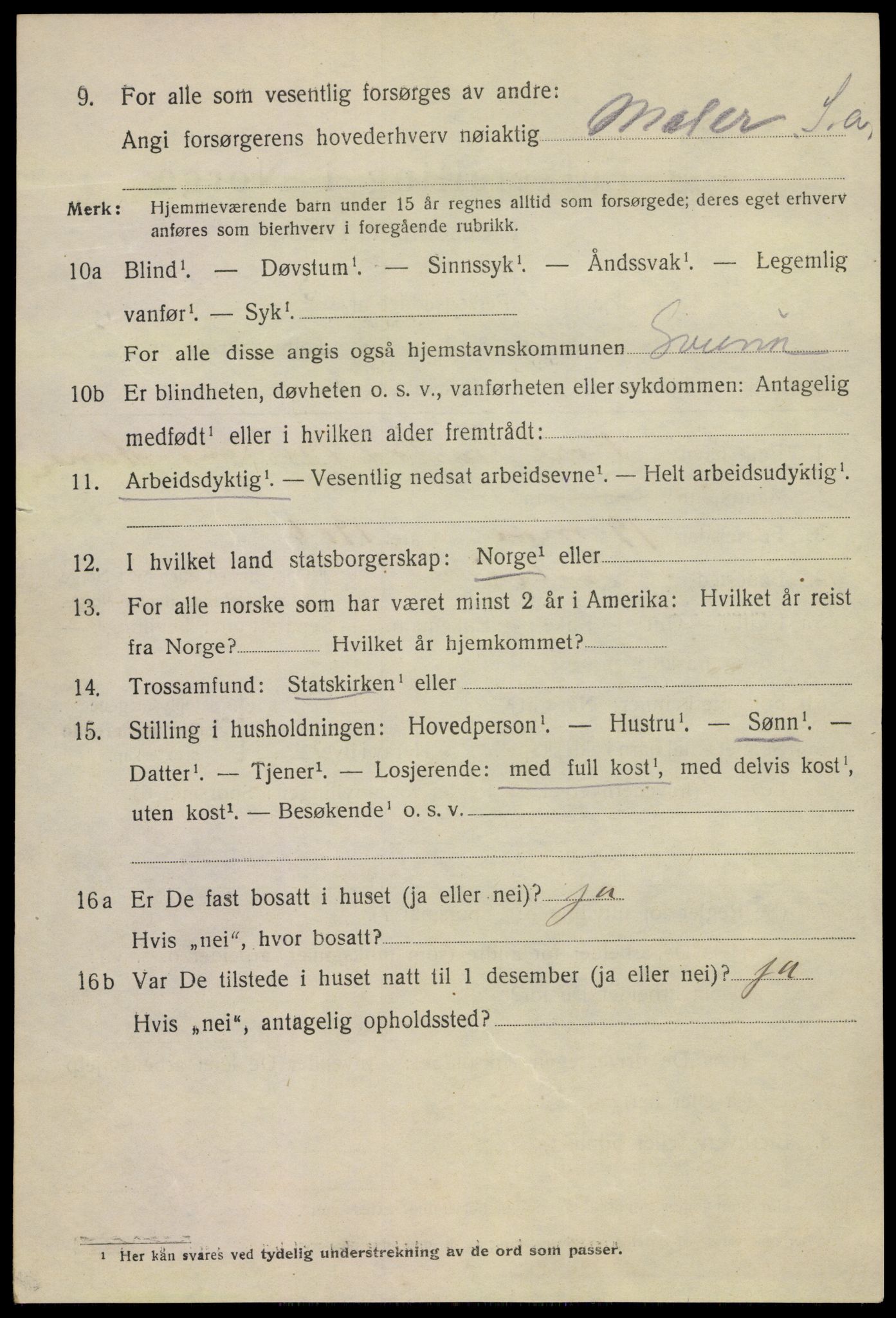 SAKO, 1920 census for Svelvik, 1920, p. 3122