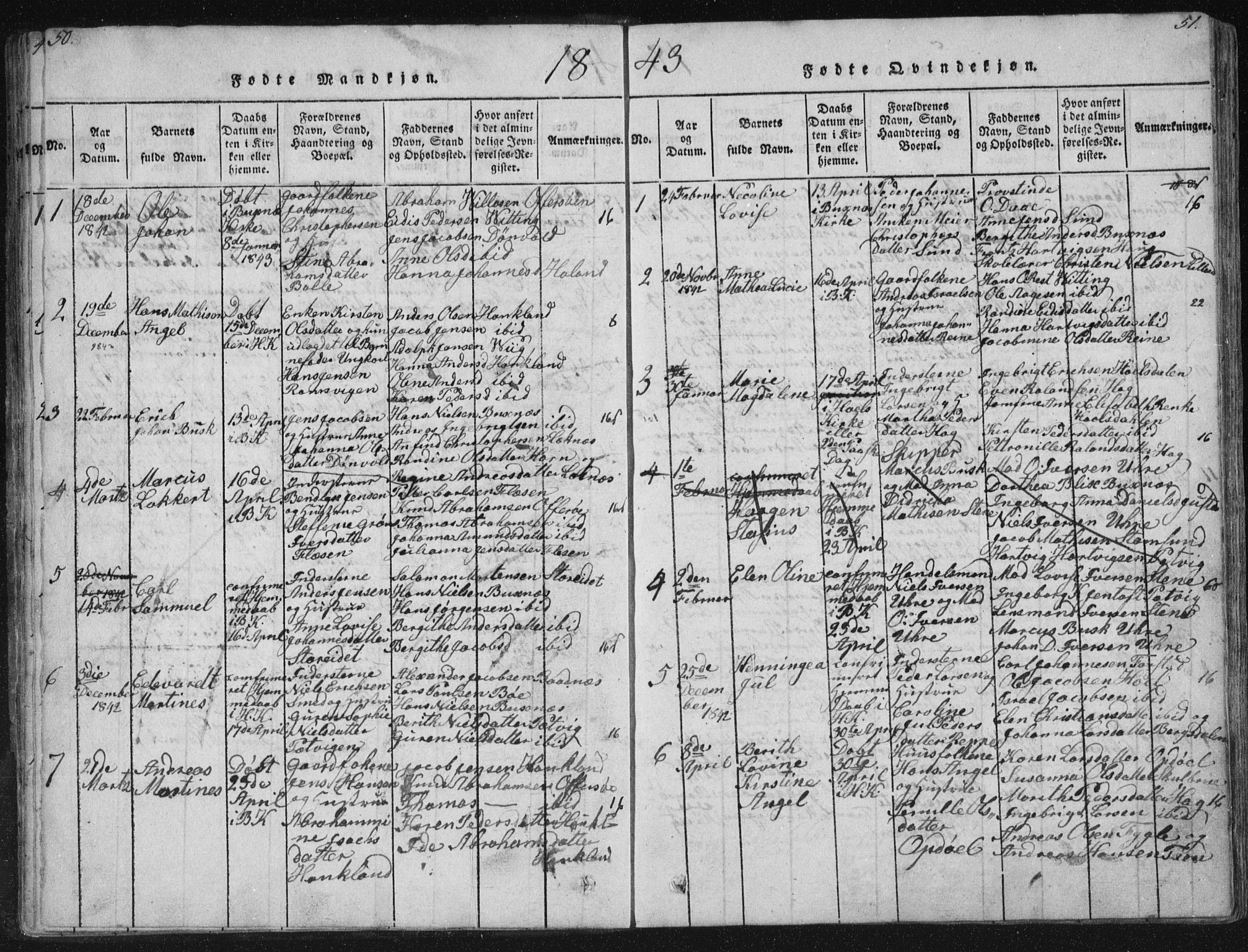 Ministerialprotokoller, klokkerbøker og fødselsregistre - Nordland, AV/SAT-A-1459/881/L1164: Parish register (copy) no. 881C01, 1818-1853, p. 50-51