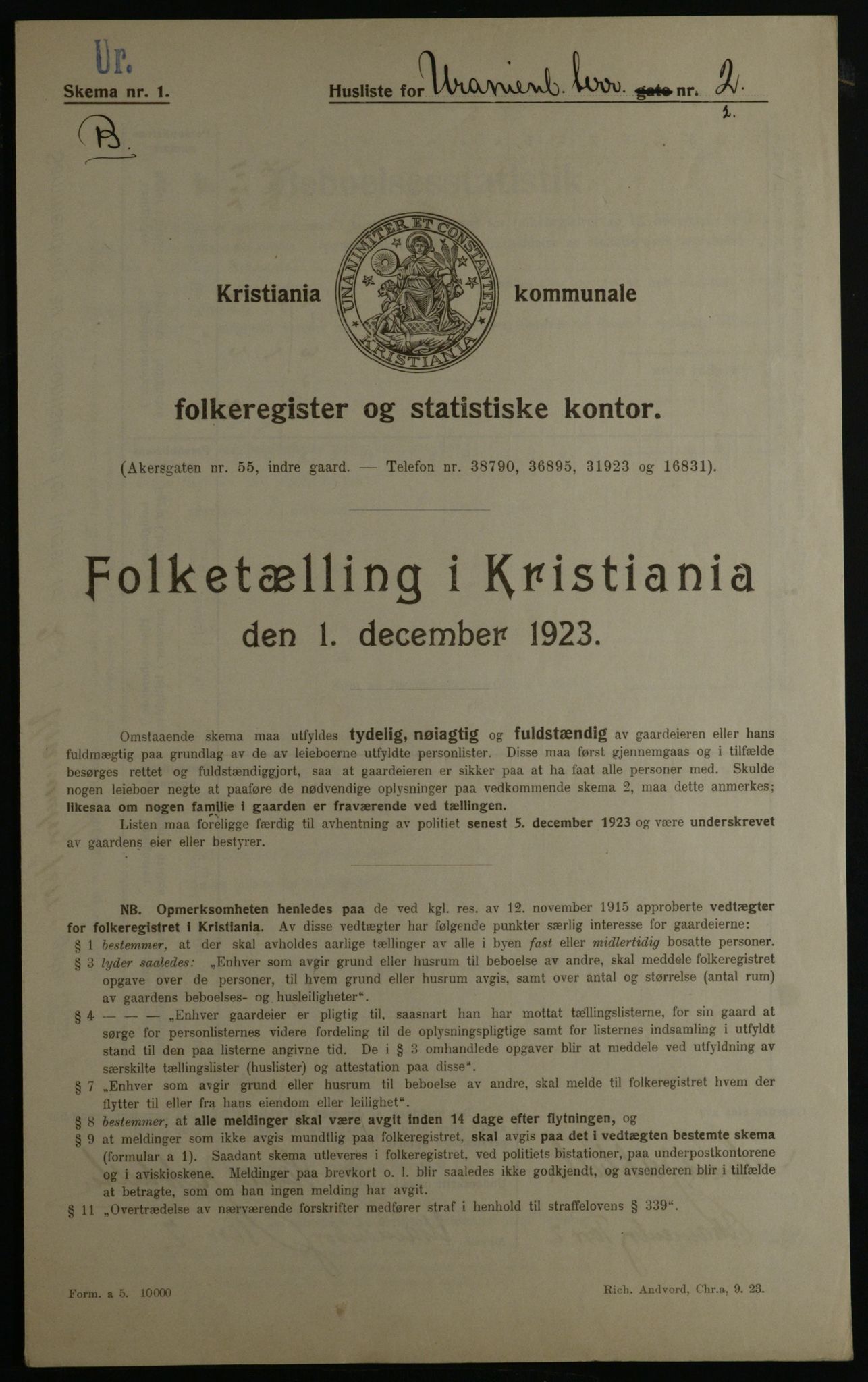 OBA, Municipal Census 1923 for Kristiania, 1923, p. 132890