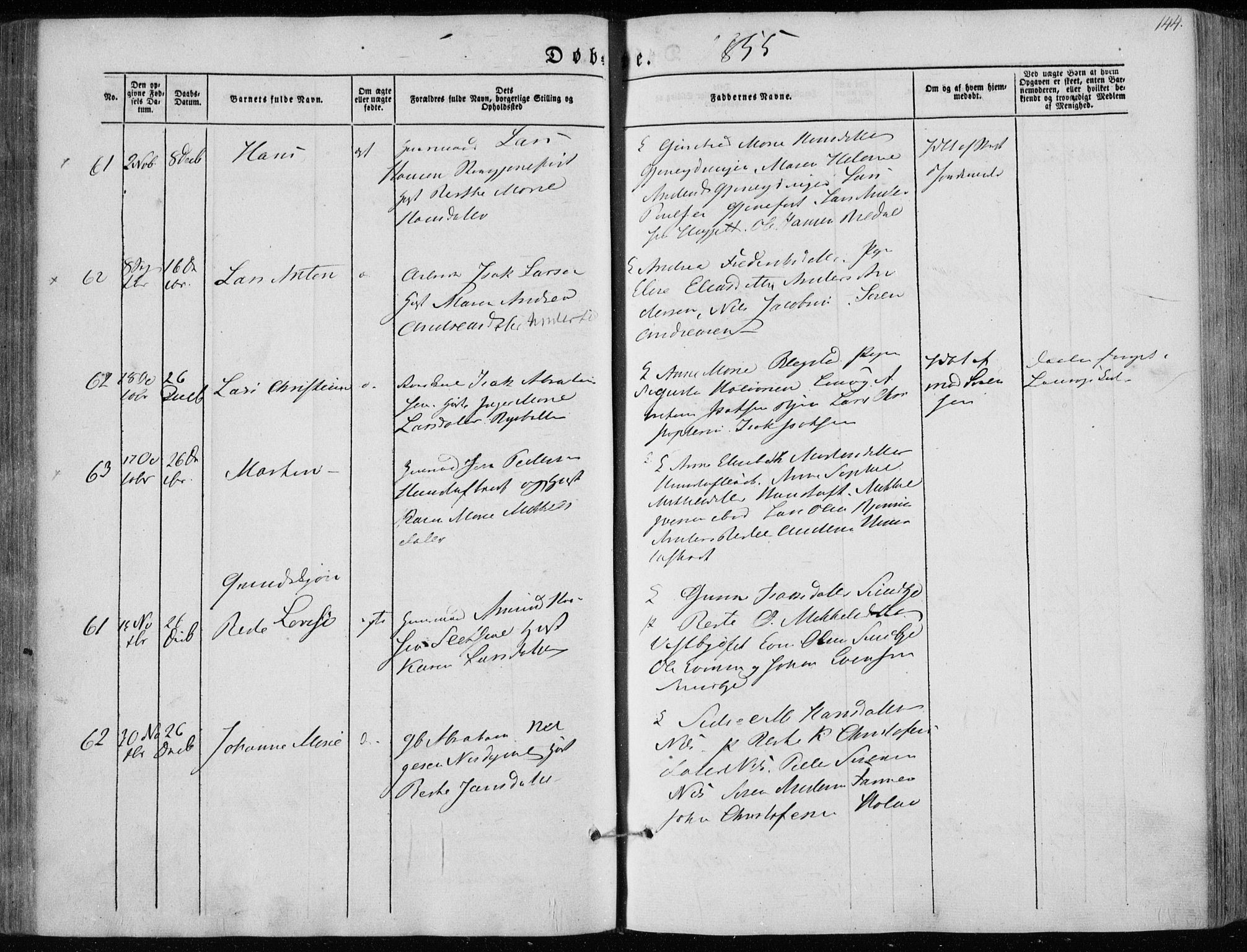 Hedrum kirkebøker, SAKO/A-344/F/Fa/L0006: Parish register (official) no. I 6, 1849-1857, p. 144